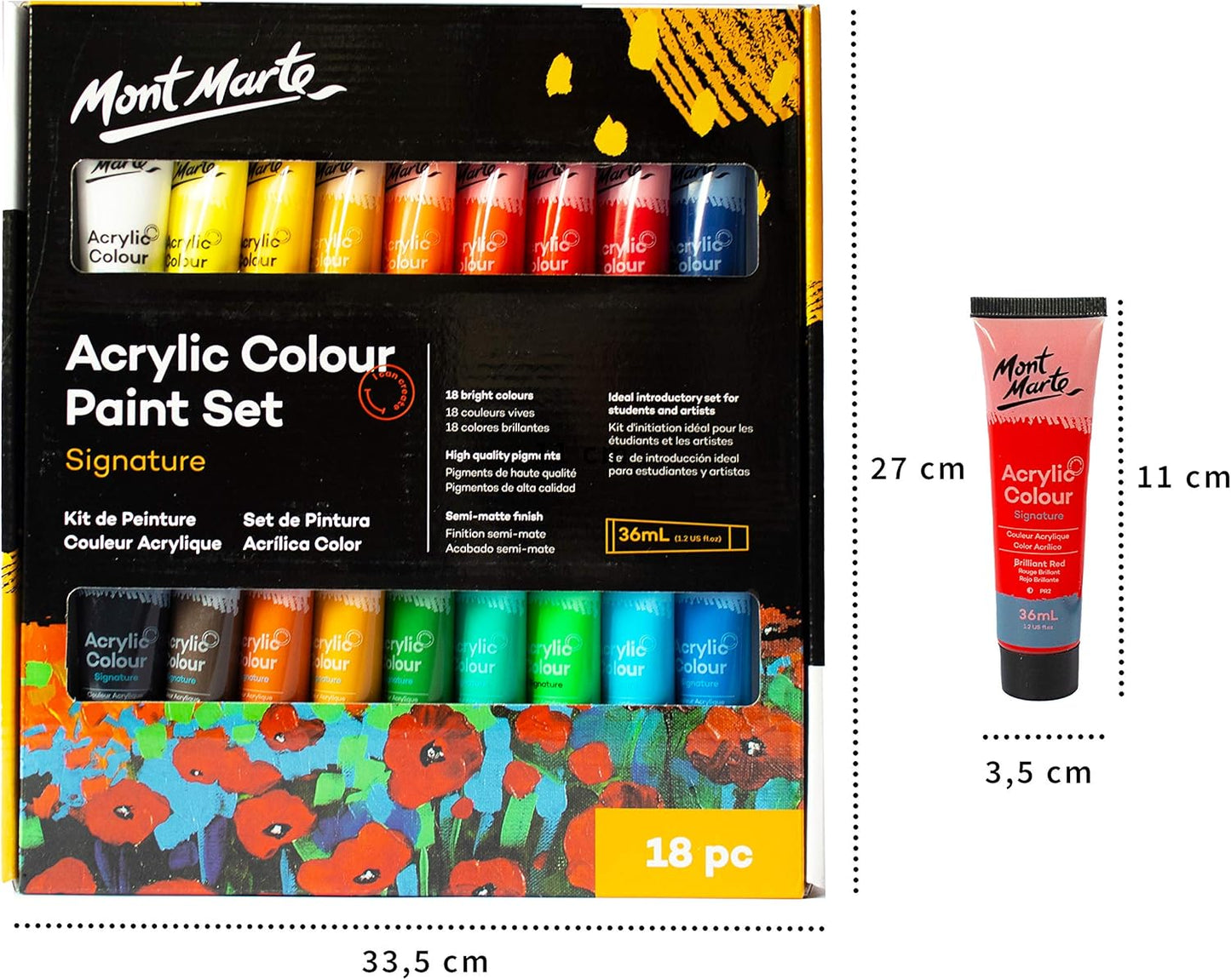 18-teiliges Acrylfarben Set Premium, 18 Farben