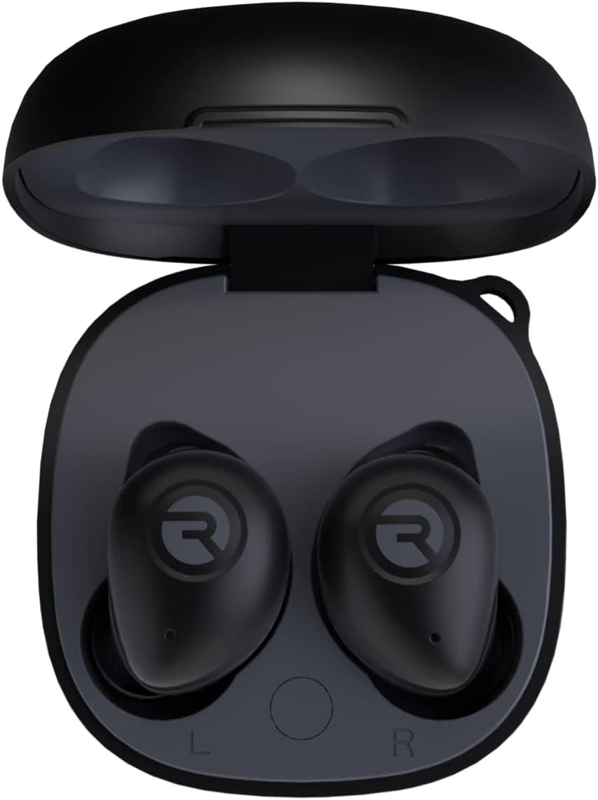 True Wireless Sport-Ohrhörer mit Mikrofon und Ladebox, Schwarz