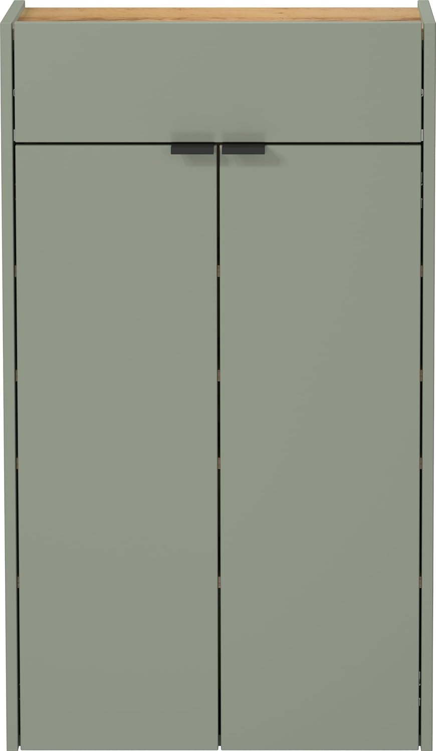 Hängender Schuhschrank, Schuhschrank Schmal Taupegrün/Eiche