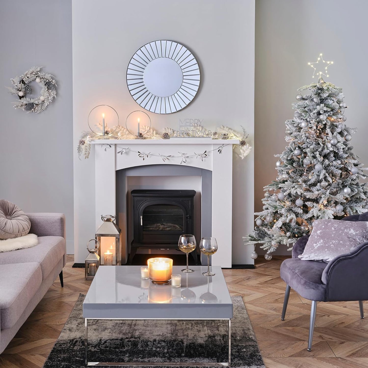Weihnachtsgirlande mit Beeren und Glitzer, 1.8 m, Weiße Girlande