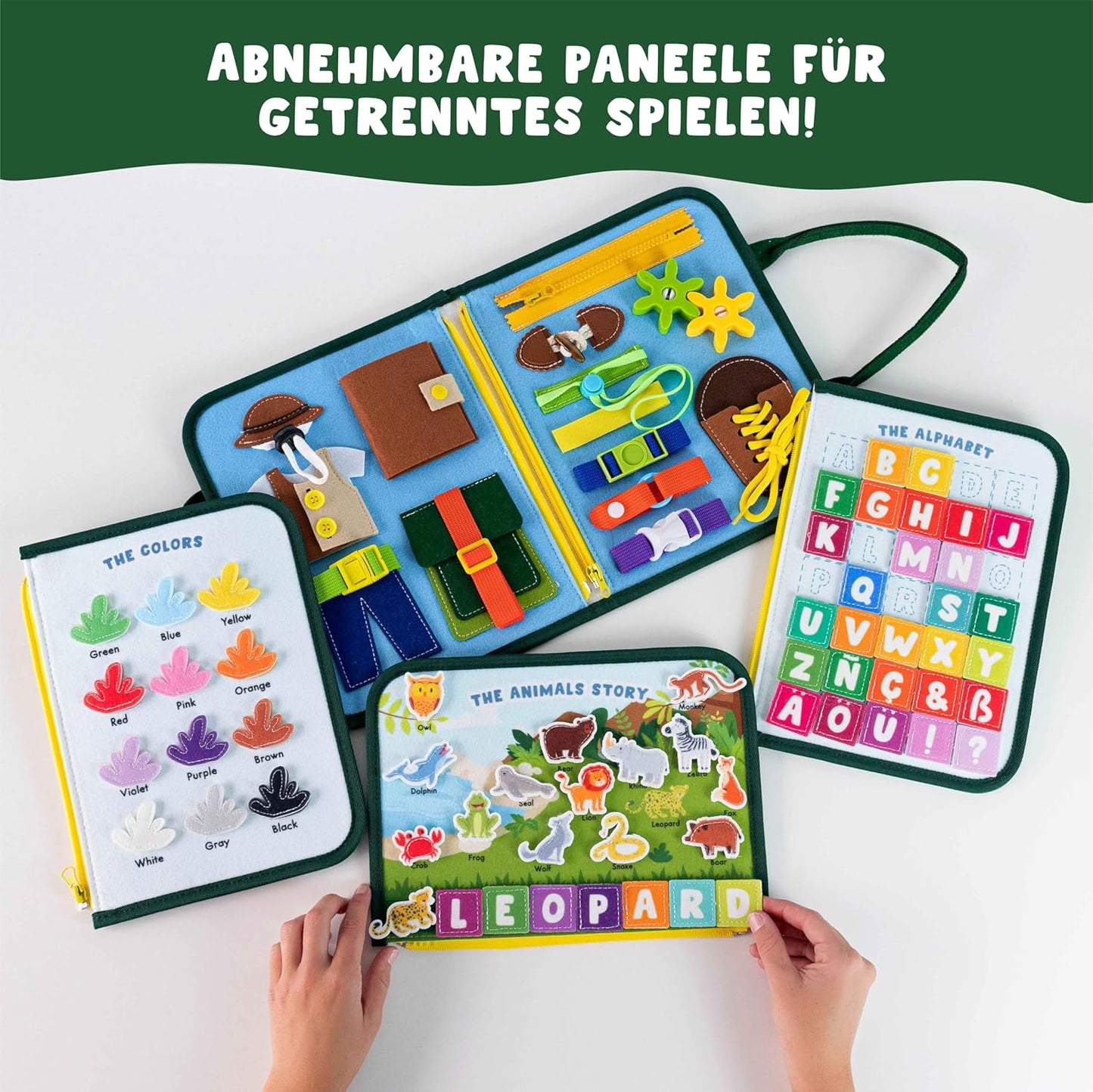 Montessori Busy Board aus Filz für Kinder, Dschungel