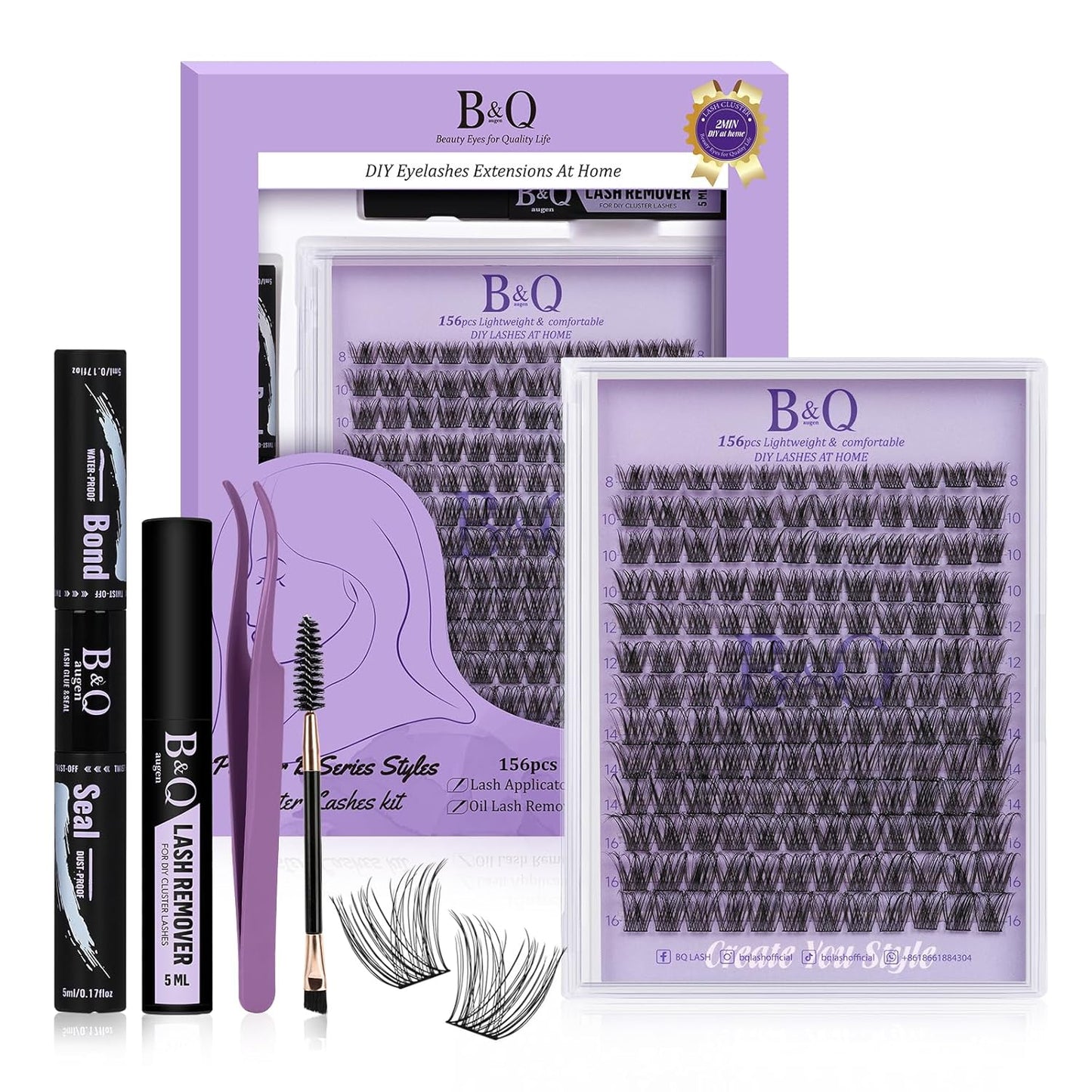 Lash Extension Set mit Kleber und Applikatoren