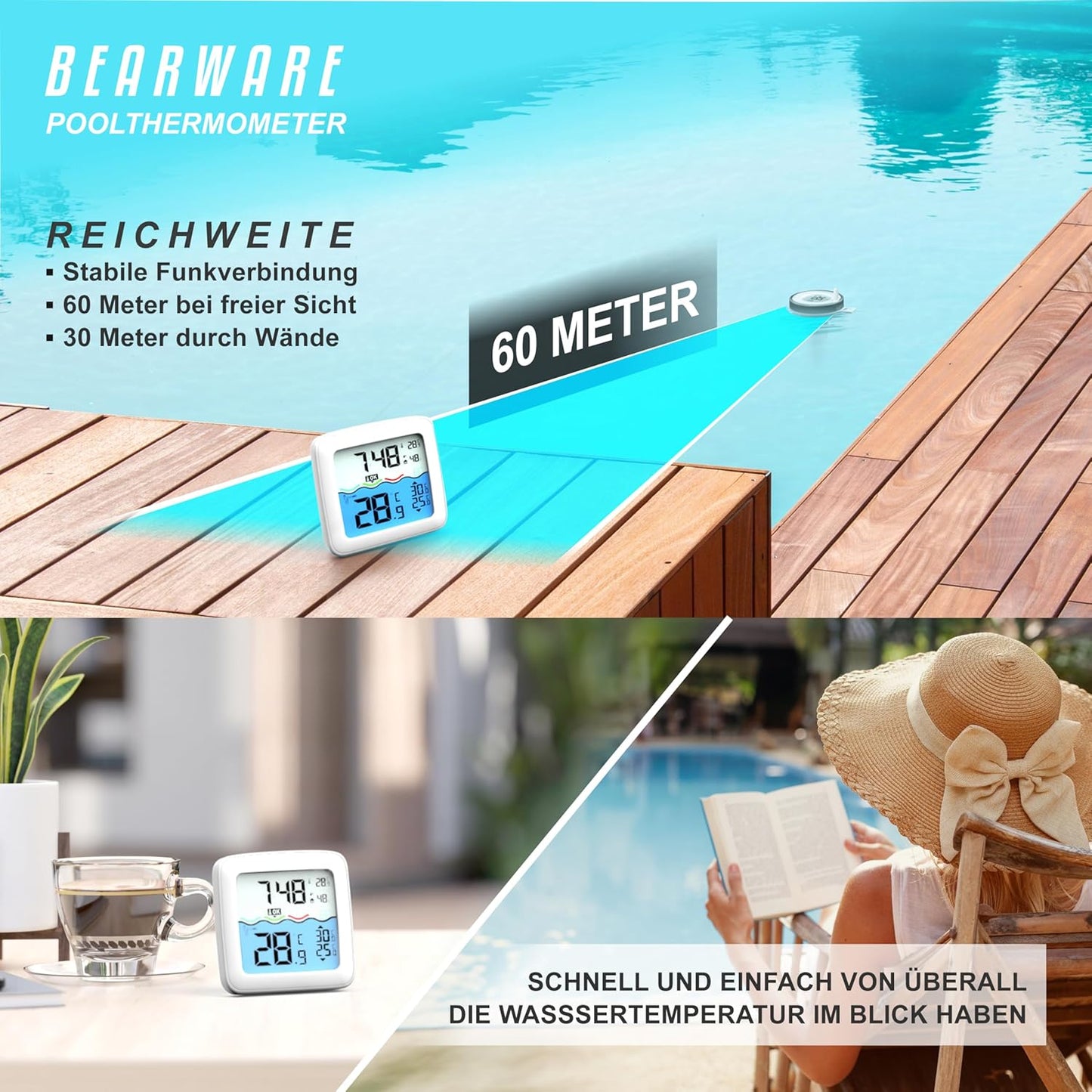 Poolthermometer mit Basisstation