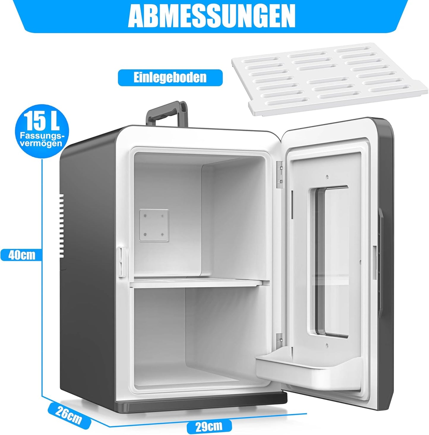 2in1 Mini Kühlschrank mit Kühl- und Heizfunktion, 15L Anthrazit