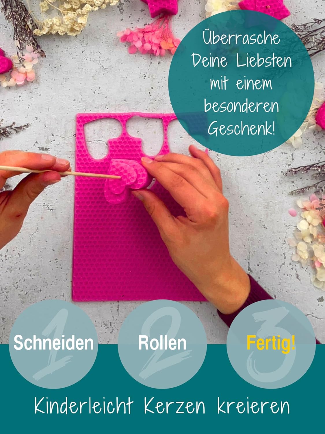 20er Set Bienenwachsplatten für Kerzenherstellung, Pink | 20 X 15 Cm