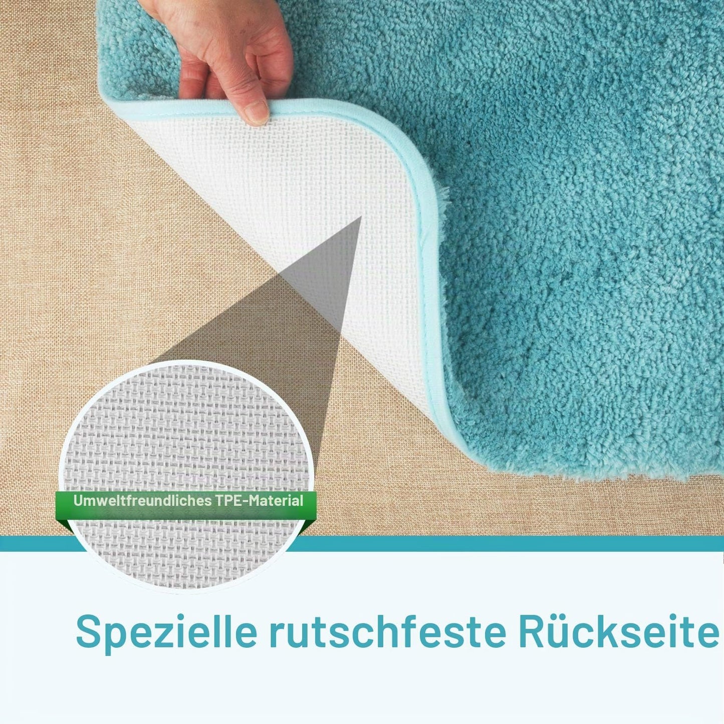 Rutschfeste Badematte, 70x120 cm, 70 x 120 cm (Rechteckig) Türkis