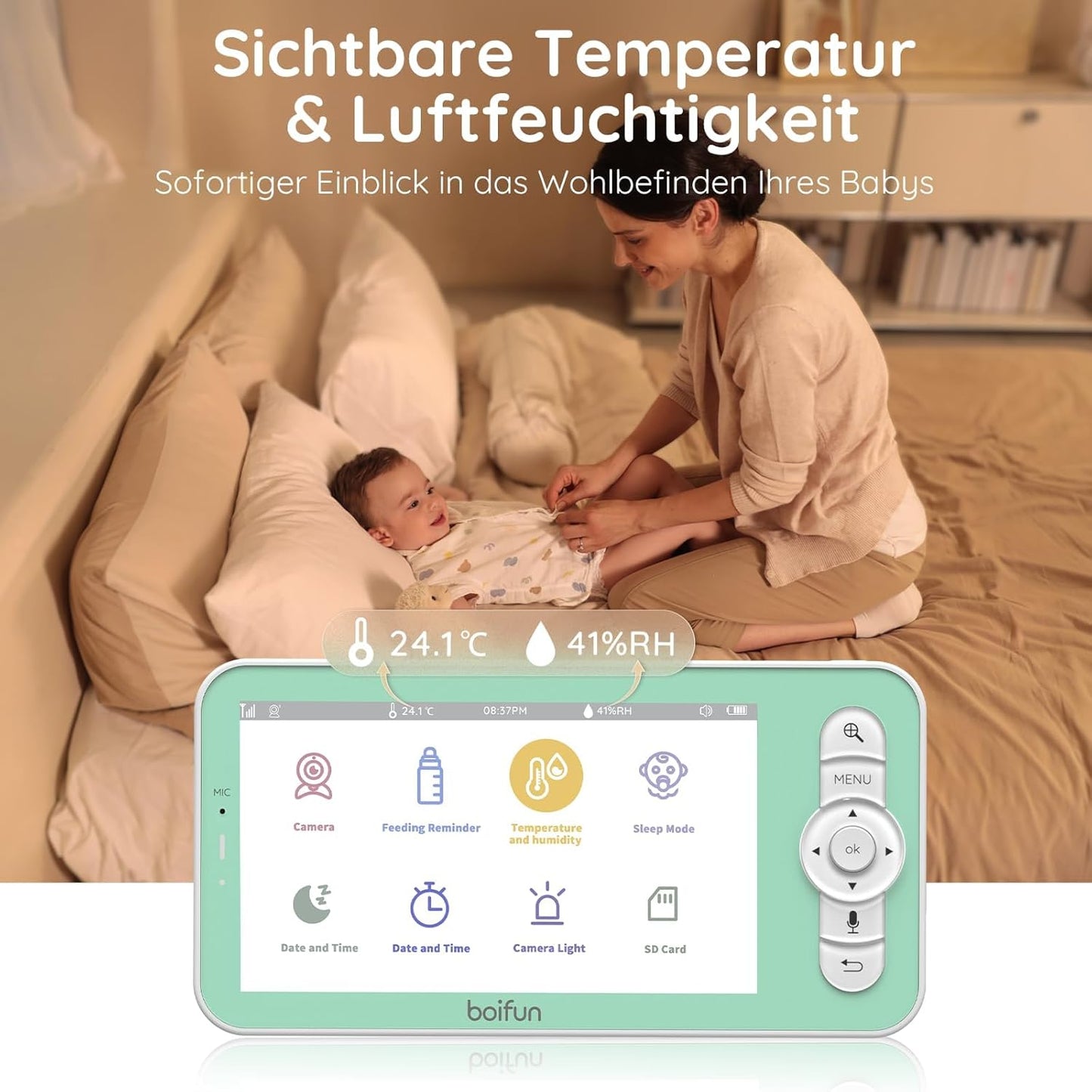 Babyphone mit Kamera und 360°-Bewegung, Babyphone mit 1 Kamera