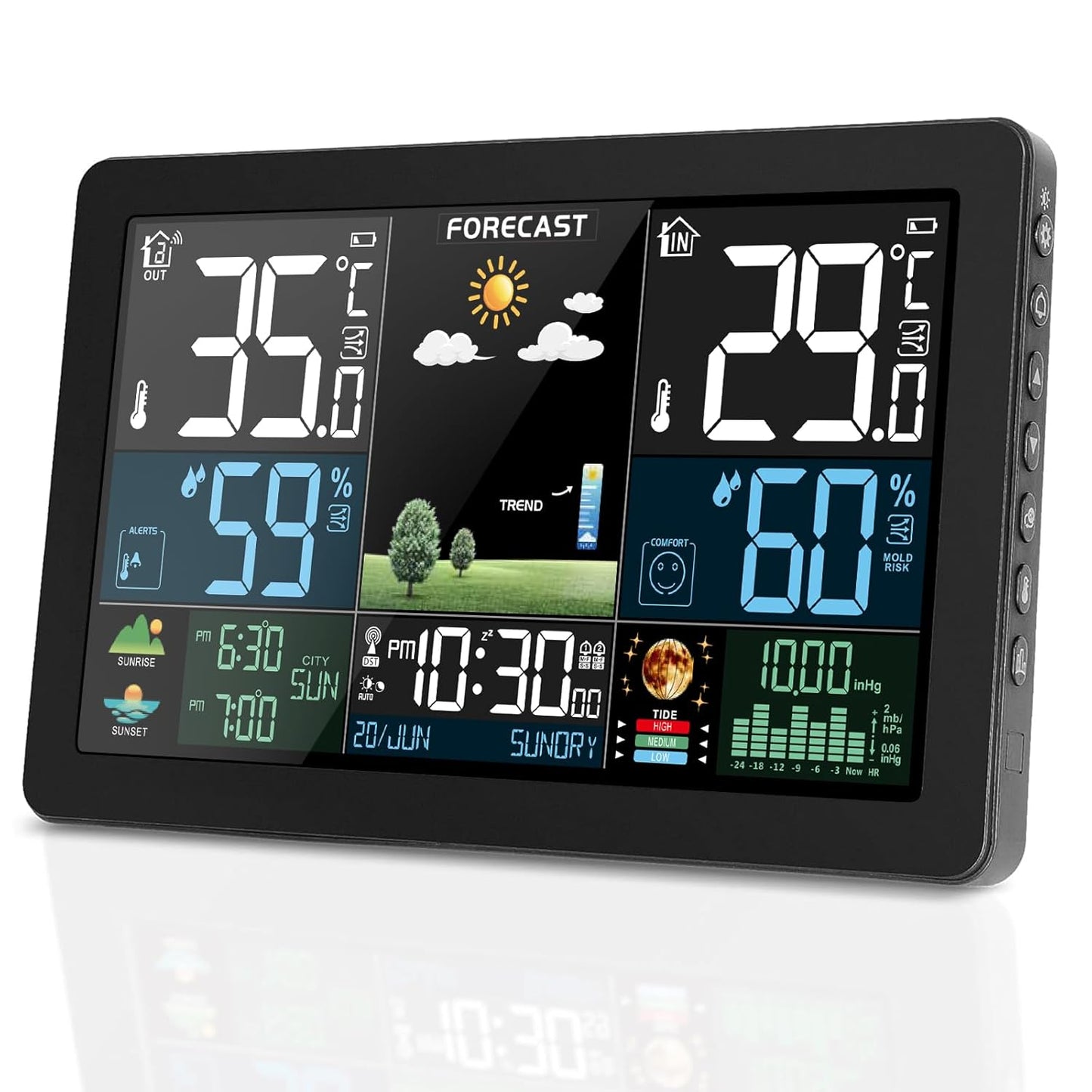 Funk-Wetterstation mit Aussensensor, Schwarz