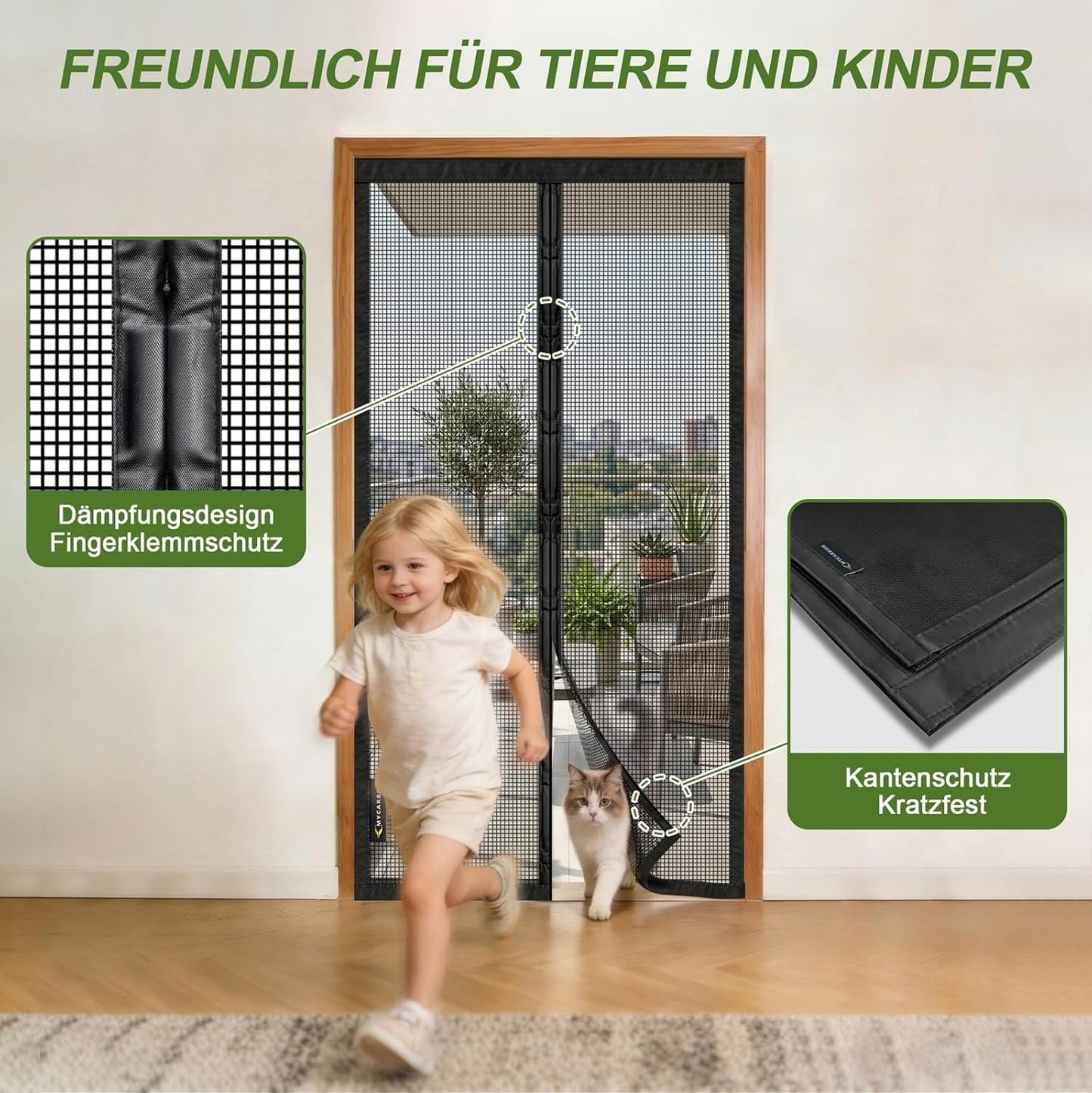 Fliegengittertür, reissfest & flammhemmend, 95x220cm