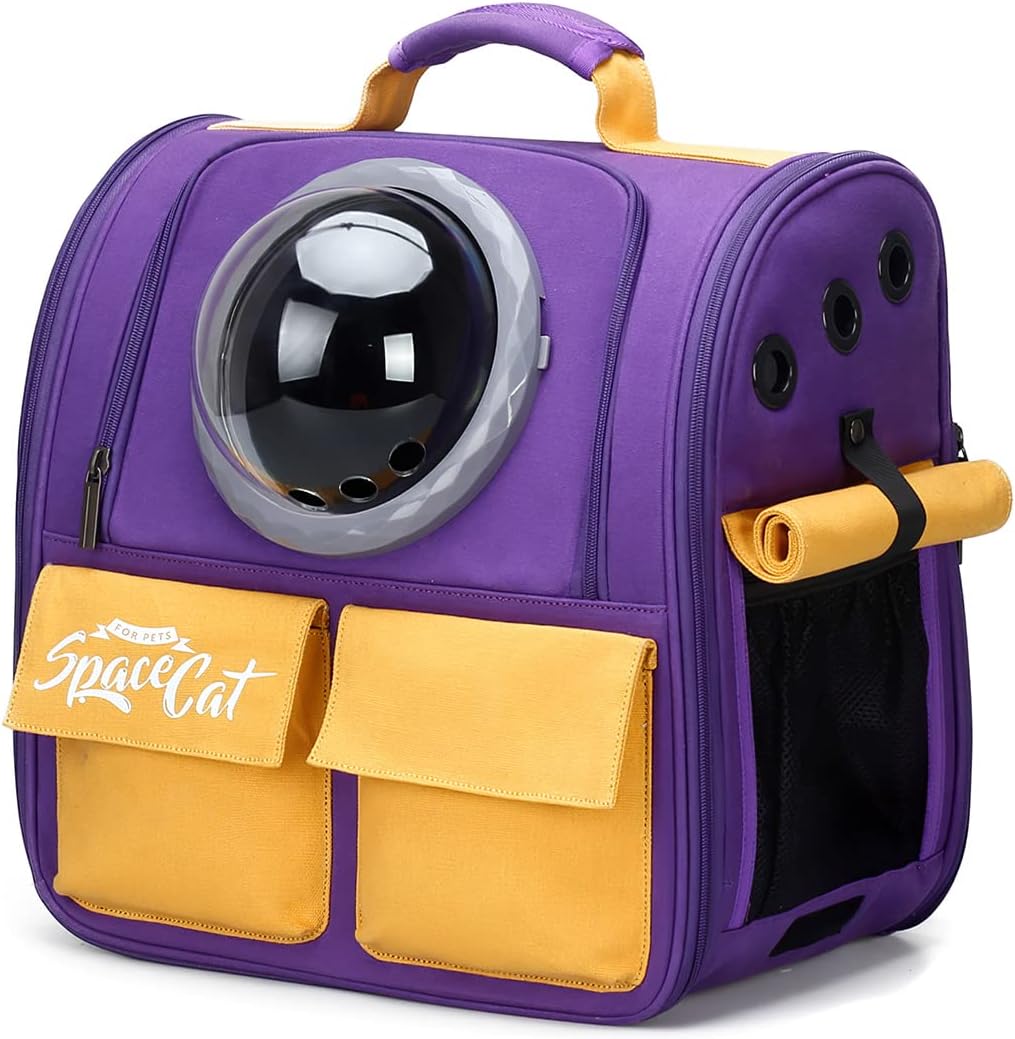 Haustier Rucksack mit Belüftung für kleine Haustiere bis 9 kg, Violett