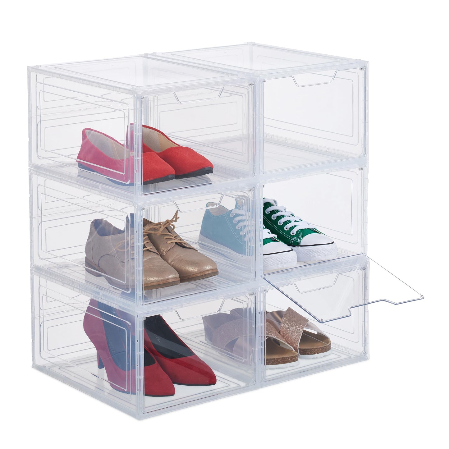 Stapelbare Schuhboxen für Sneaker (6er Set), Transparent 6er Set