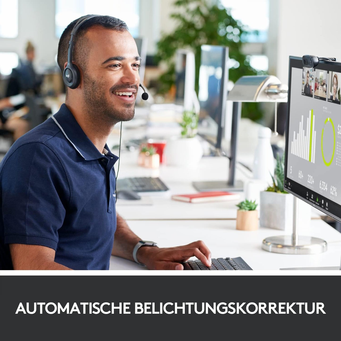 HD Webcam C270  mit 720p & USB-Anschluss, Webcam