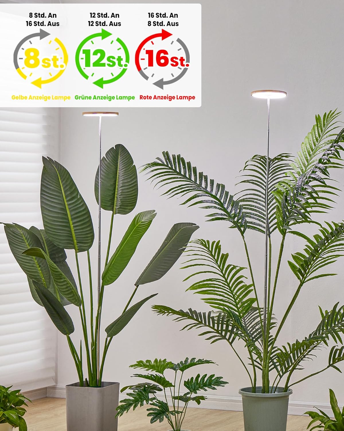 Höhenverstellbare LED-Wachstumslampe, Bambus 1 PCS