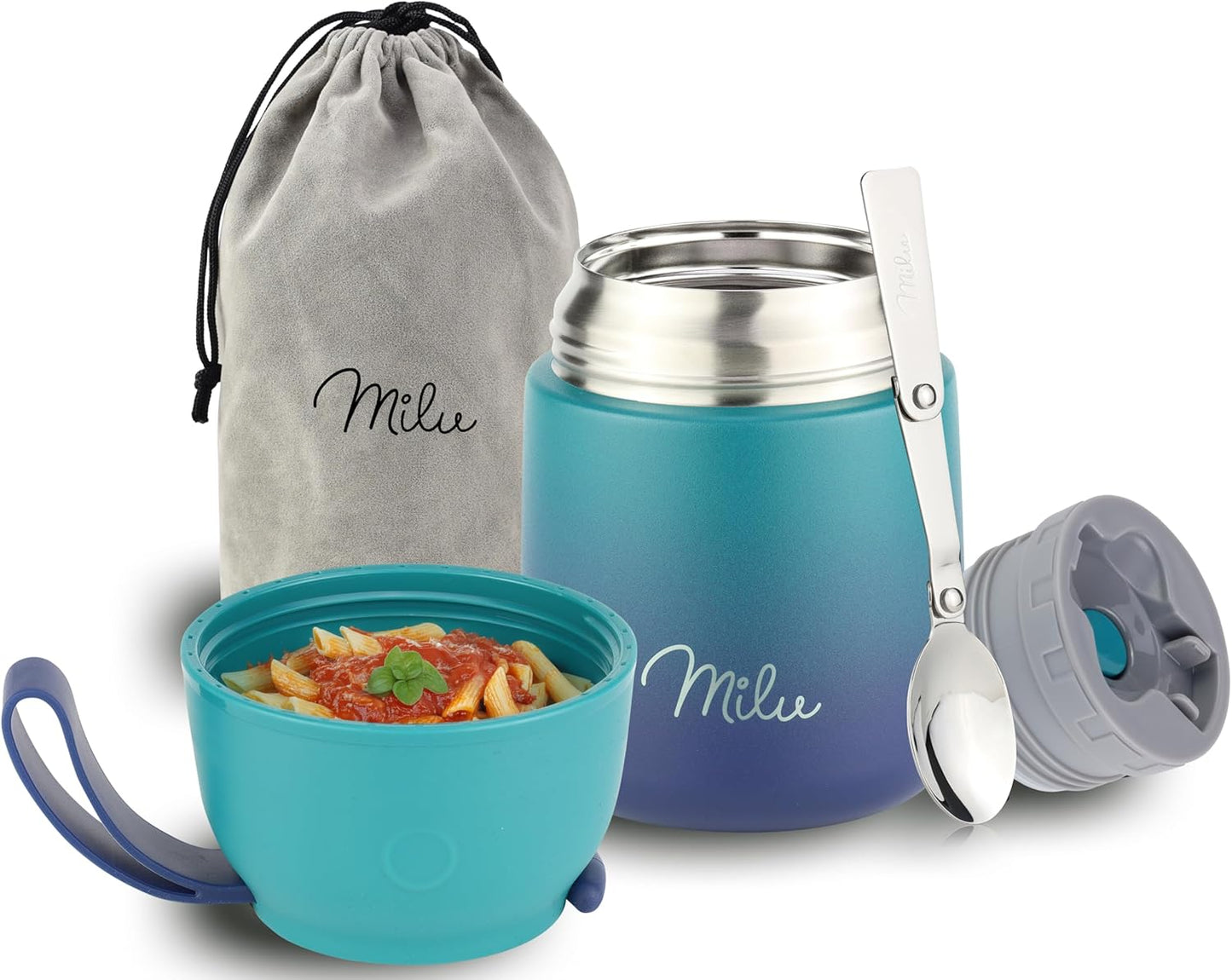 Thermobehälter für Essen, Grün Blau 450ml