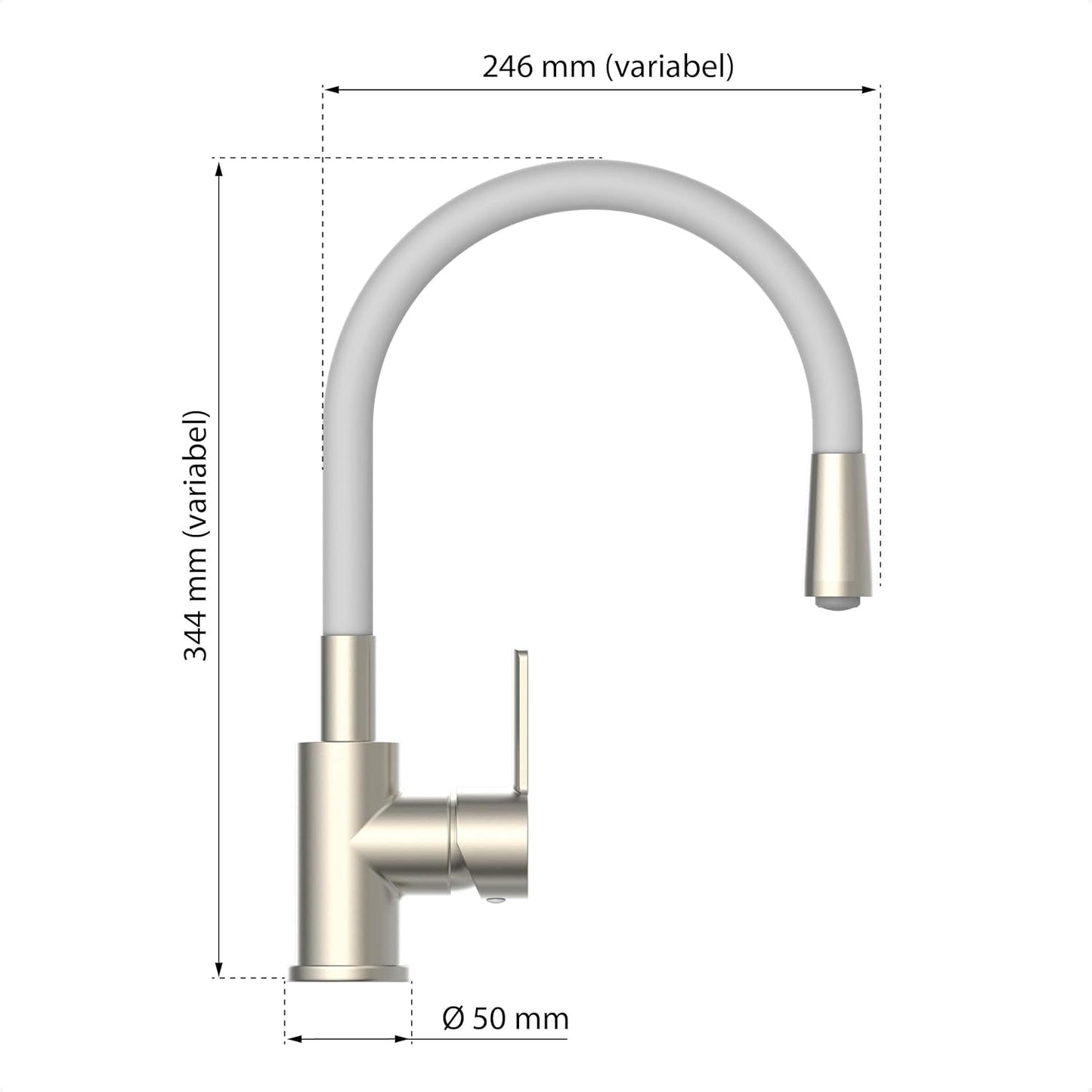 Flexible Spültischarmatur mit hohem Auslauf, Küche Edelstahloptik/Grau