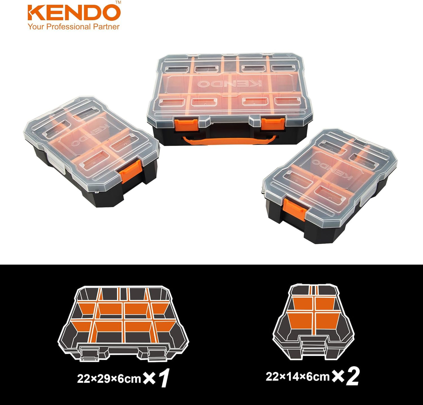 3-teiliges Sortierboxen-Set für Kleinteile, 32 Fächer Set 3-teilig
