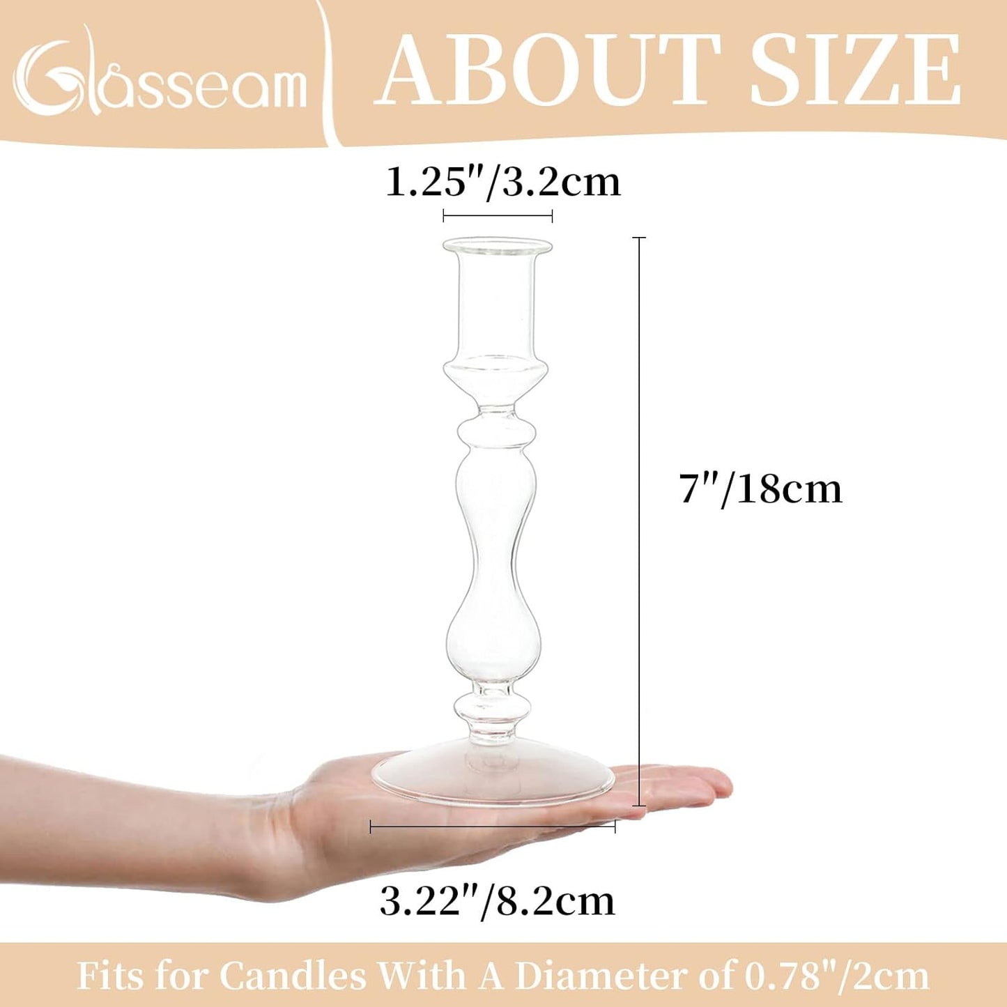 Glas-Taper-Kerzenhalter Set, Klar 2pcs