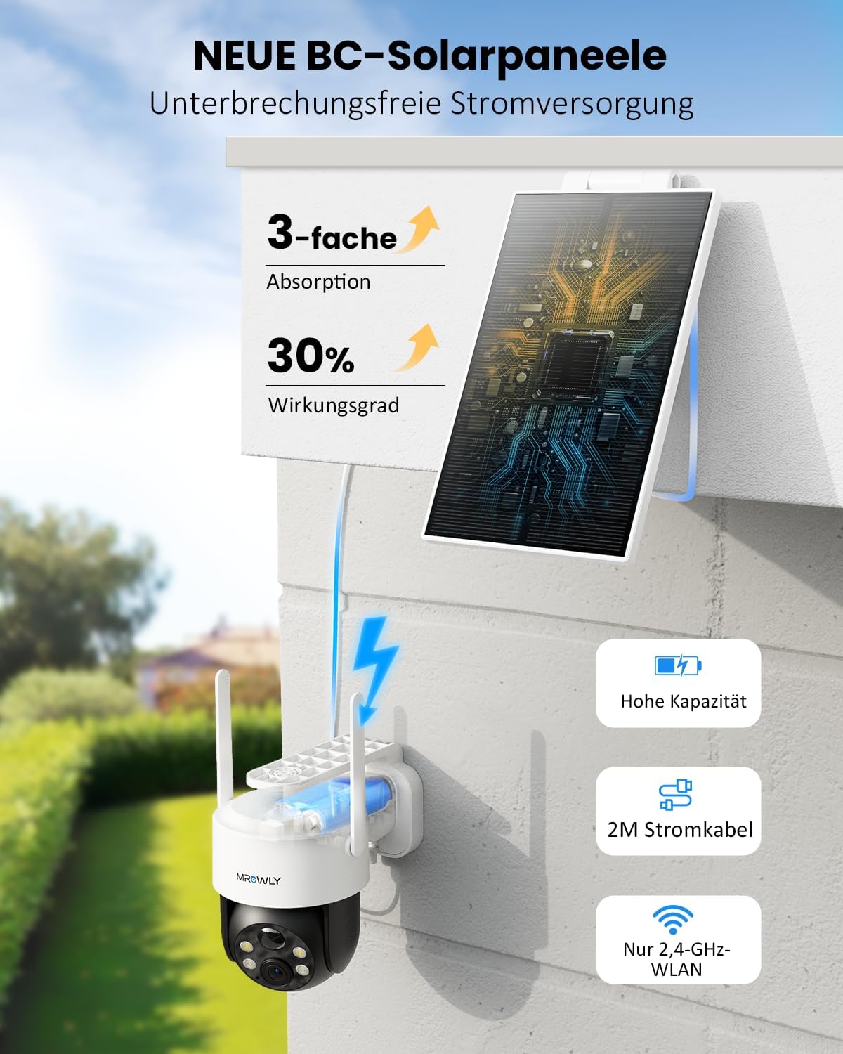 Überwachungskamera-Set mit Solarbetrieb, 2 Stück