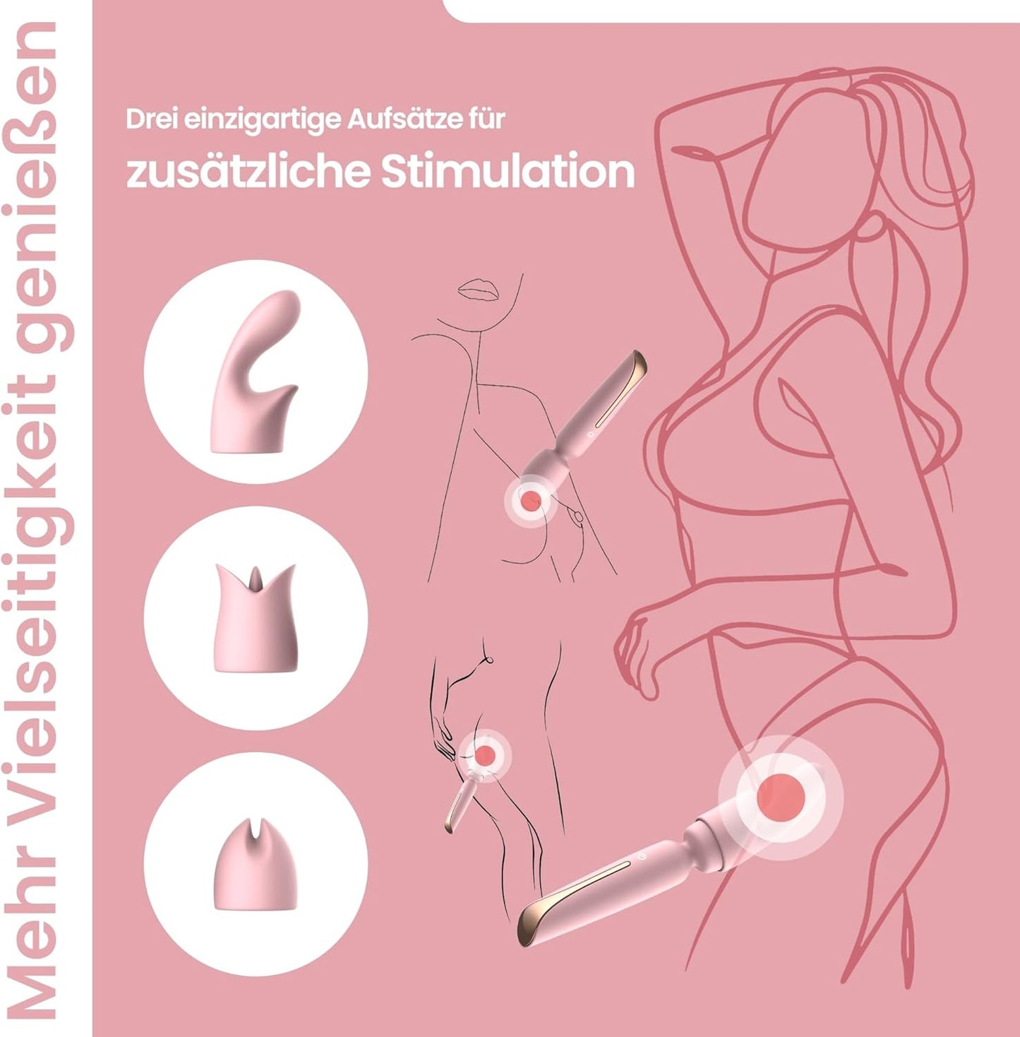 Starker Klitoris-Stimulator Massagestab für Frauen, Pink