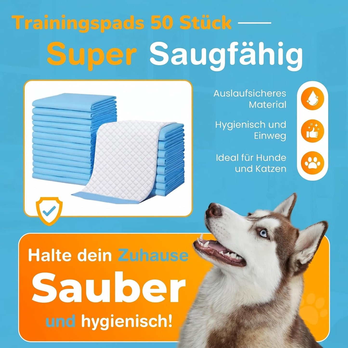 Welpenunterlagen 60x90 cm, 50 Stk., 60 x 90 cm 50.0