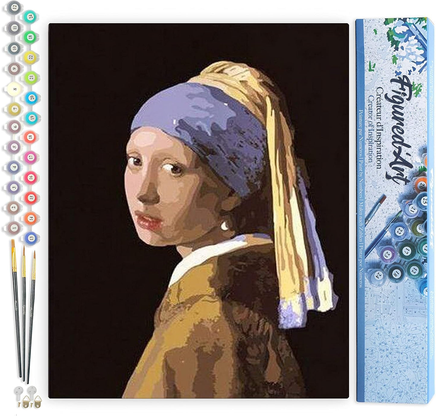 Malen nach Zahlen Set: Mädchen mit Perlenohrring, Vermeer - Mädchen mit dem Perlenohrring 40x50cm (Ohne Rahmen)