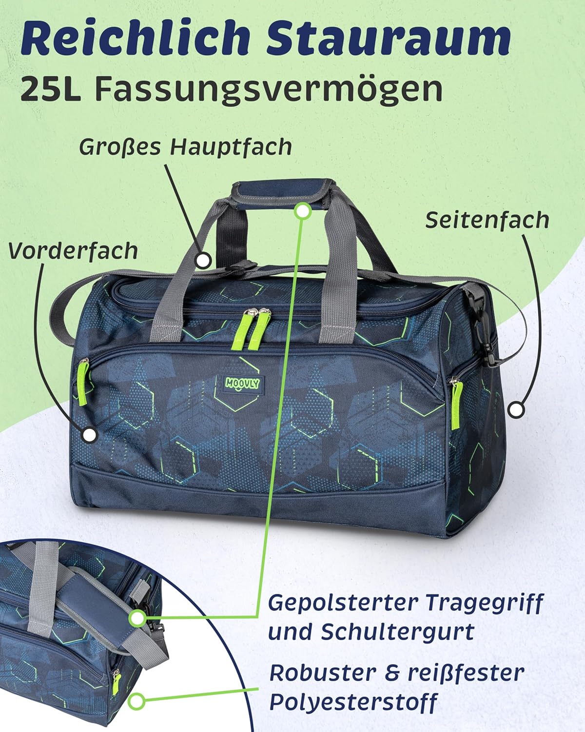 2-teiliges Sporttaschen-Set mit Schuh- und Nassfach, Blau/Rosa