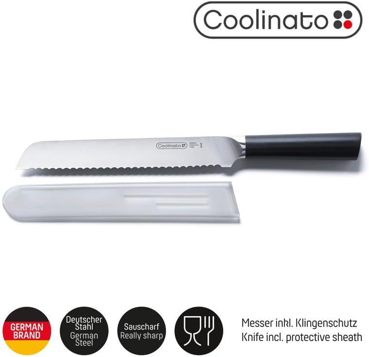 Profi Brotmesser mit Wellenschliff und Klingenschutz, Brotmesser 1er