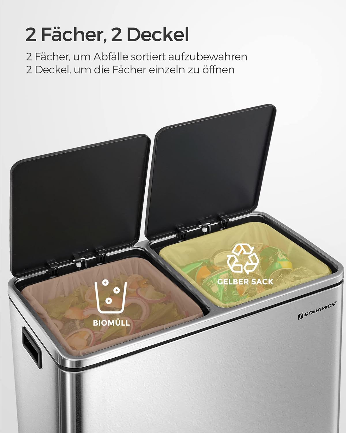 Mülltrennsystem, silbern + schwarz