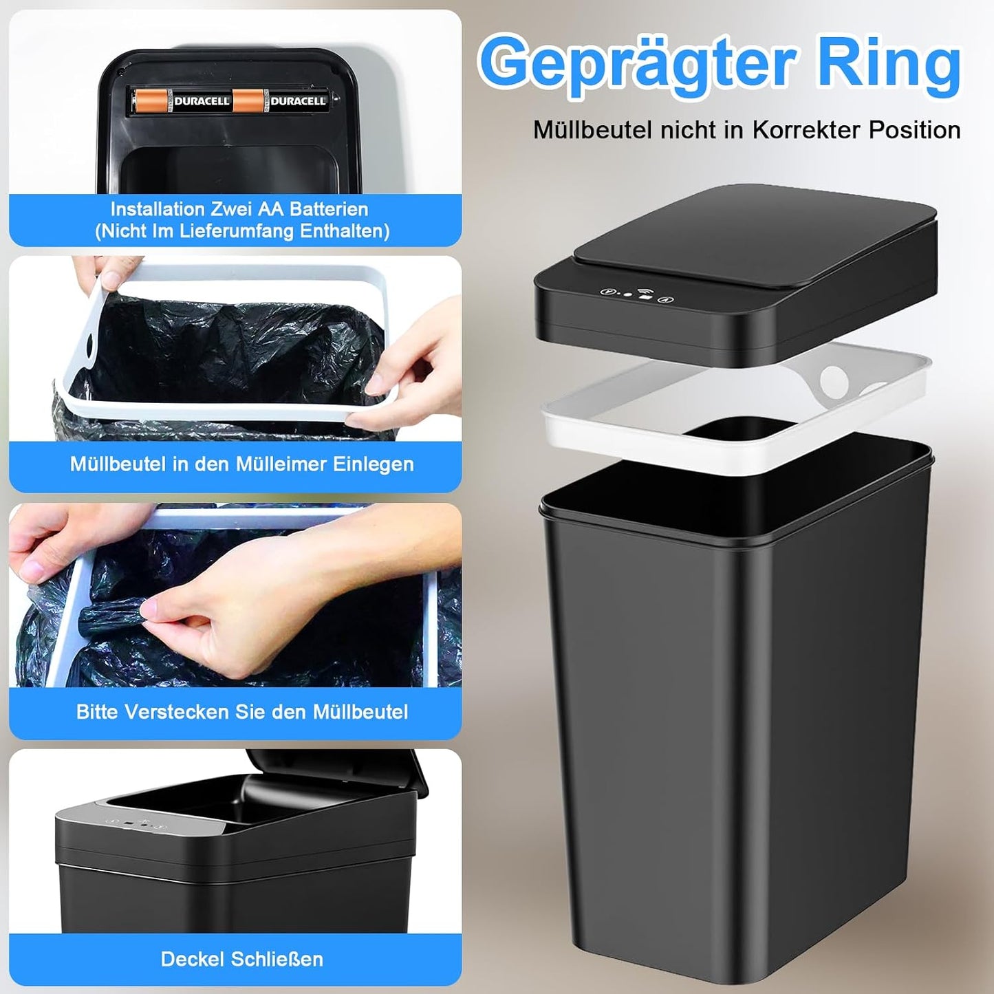 2er-Set Automatische Sensor-Mülleimer
