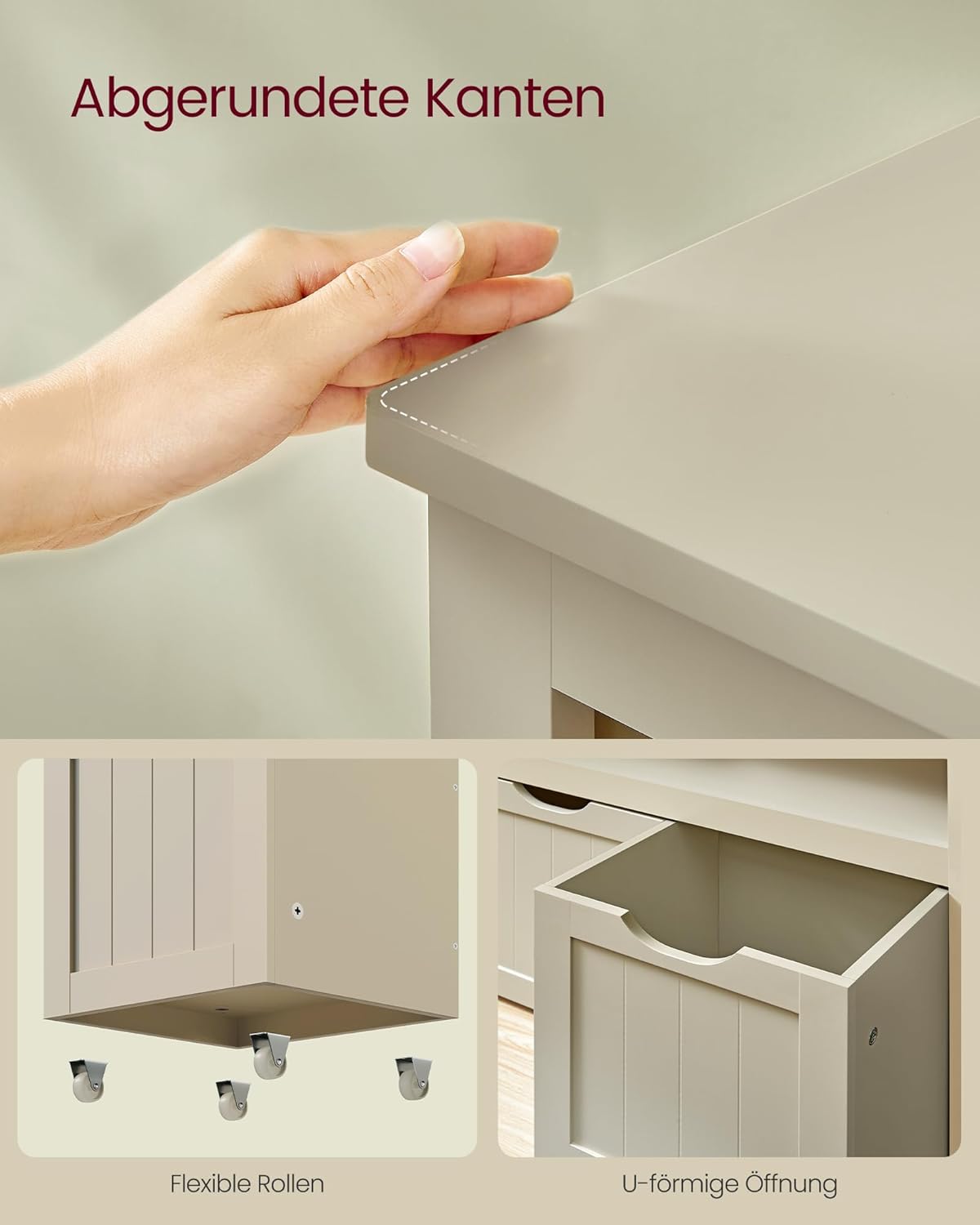 Kinder-Spielzeugregal mit Aufbewahrungsboxen und Rollen, Beige / Sandfarben 3 drawers