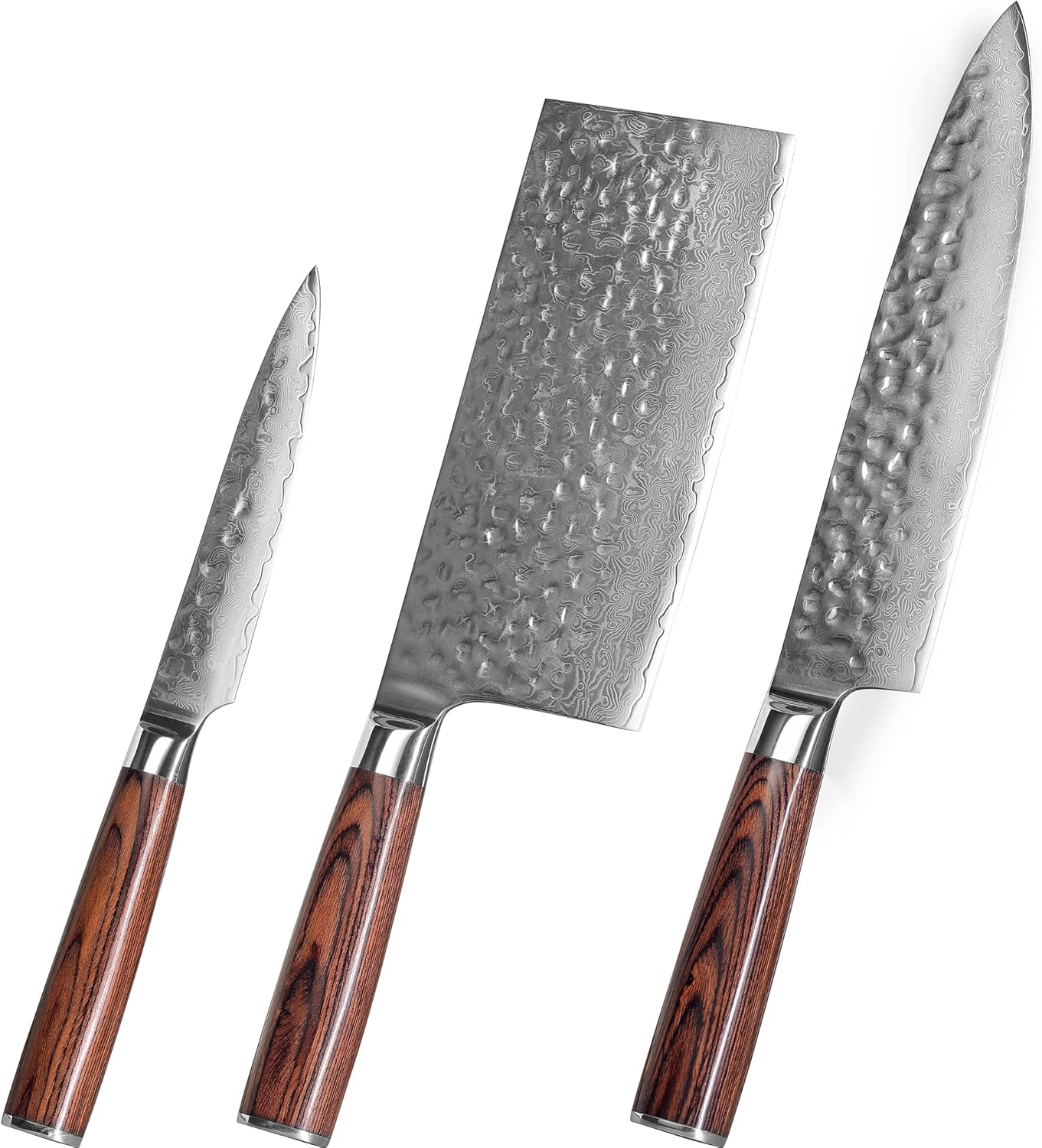 3er-Küchenmesser, bestehend aus Kochmesser, Hackmesser, Schälmesser