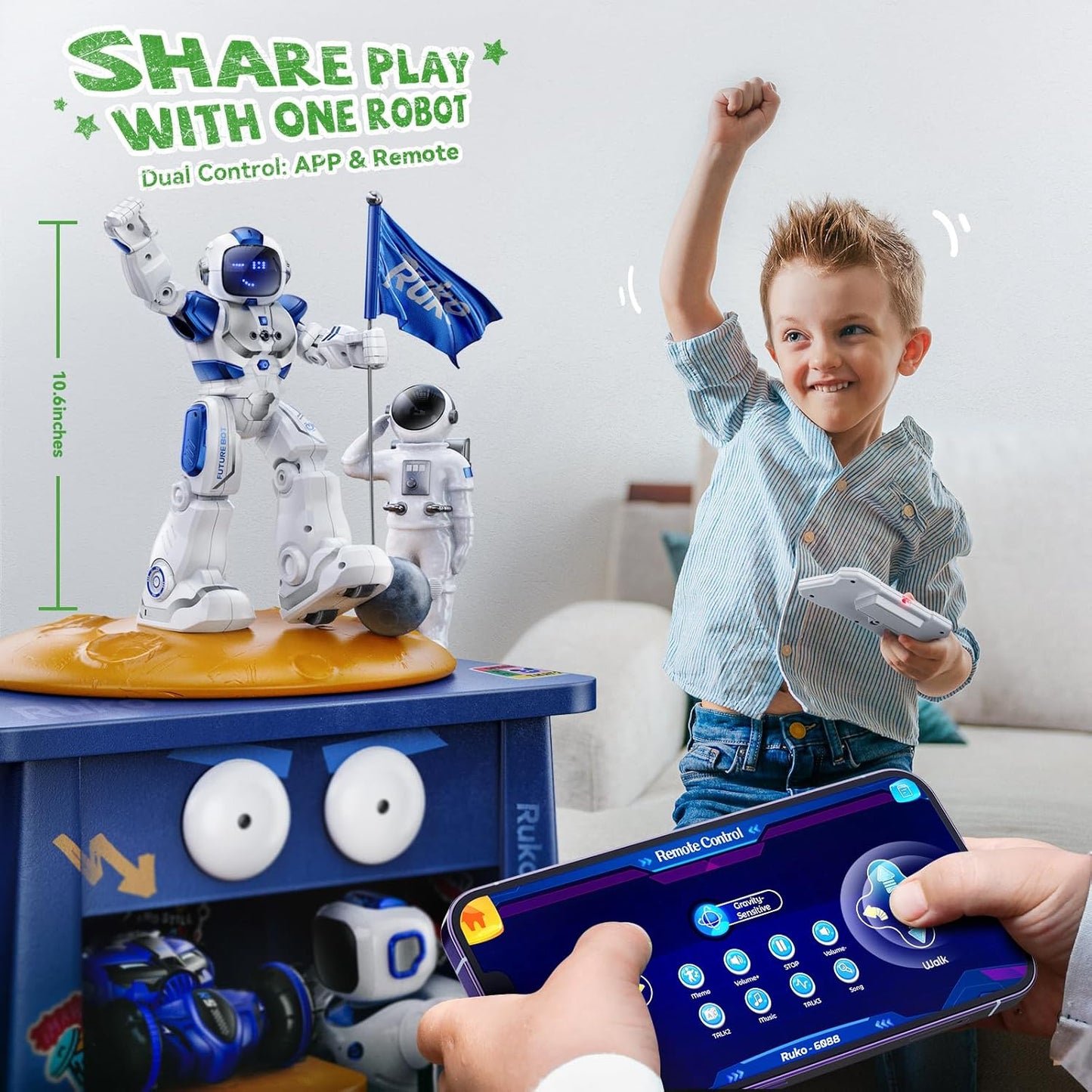Programmierbarer Roboter, Blau + Weiss