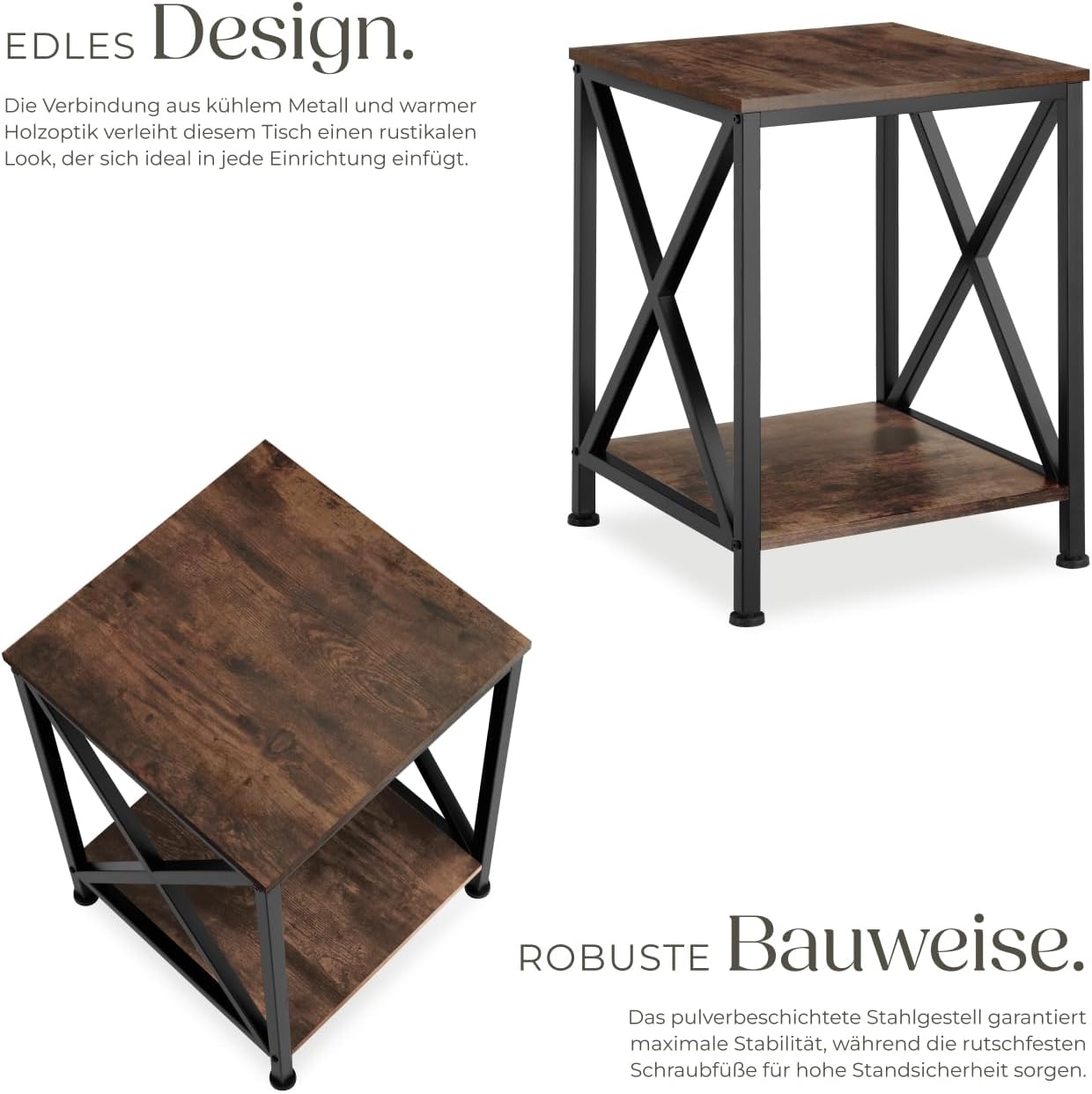 Industrial Beistelltisch Carlton, Carlton Industrial Holz Dunkel, Rustikal
