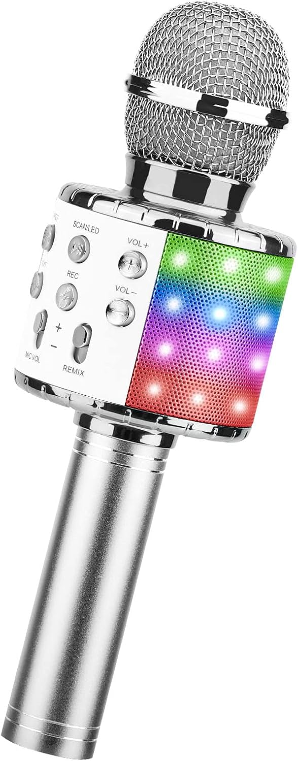 4-in-1 Kinder-Karaoke Mikrofon, silver