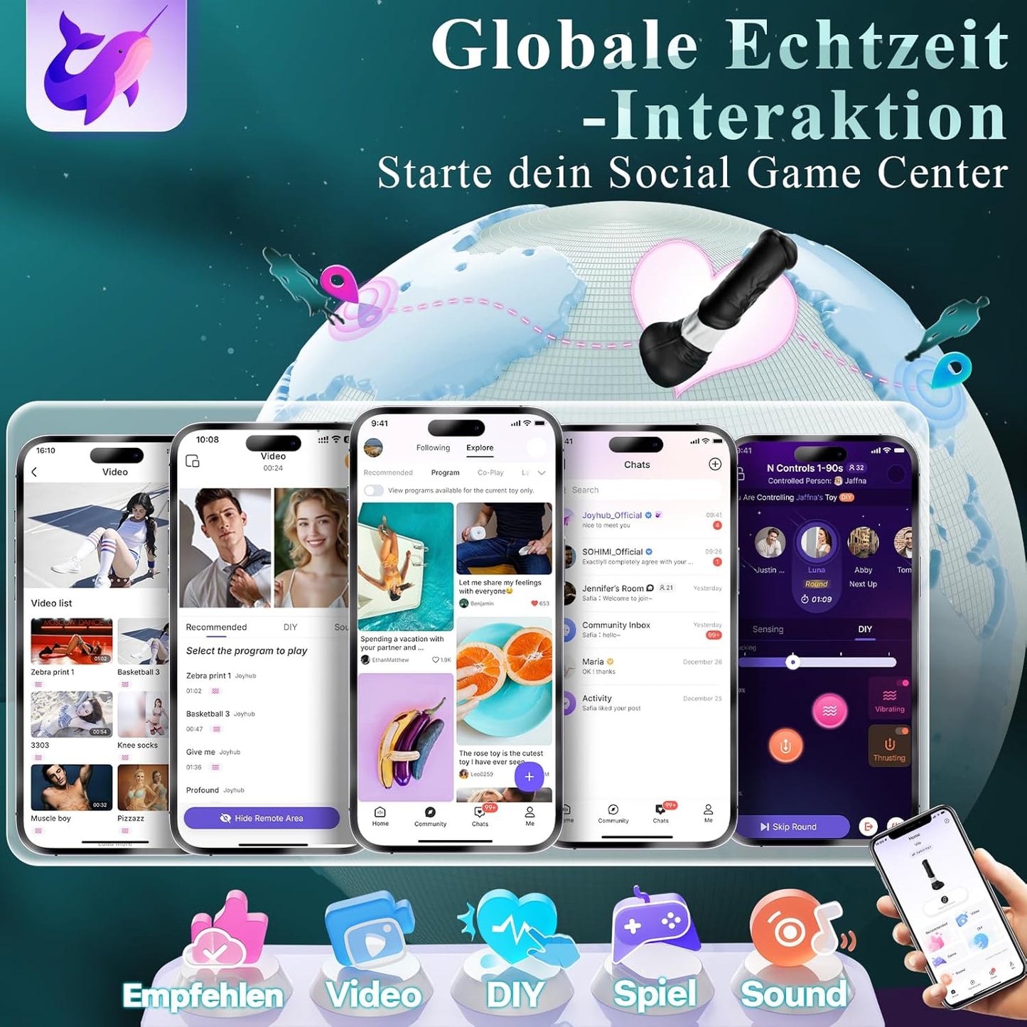 Pferdedildo mit 7 Stossfunktionen uns Saugnapf, Gelb