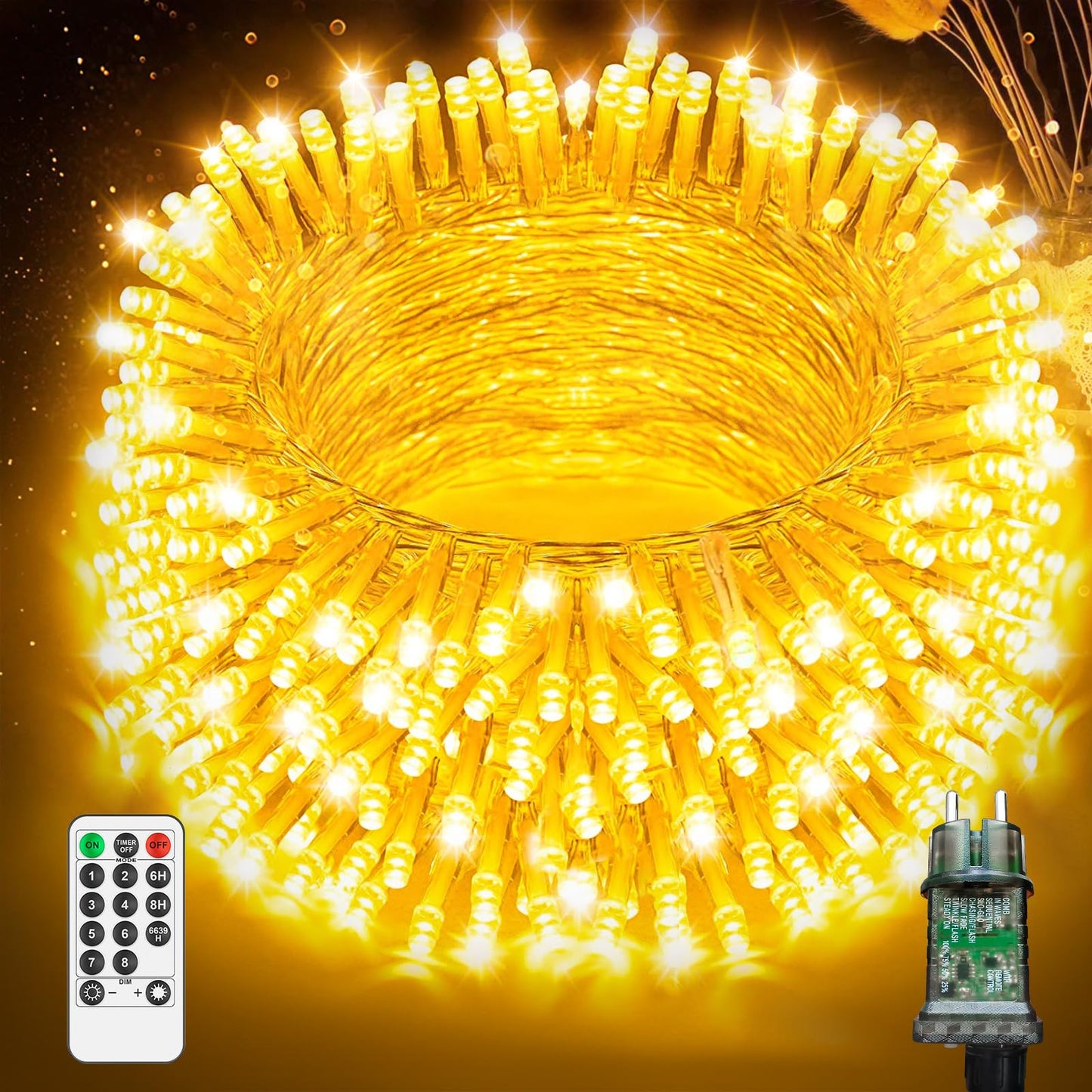 LED Lichterkette mit Fernbedienung & Timer, 25M 200 LED