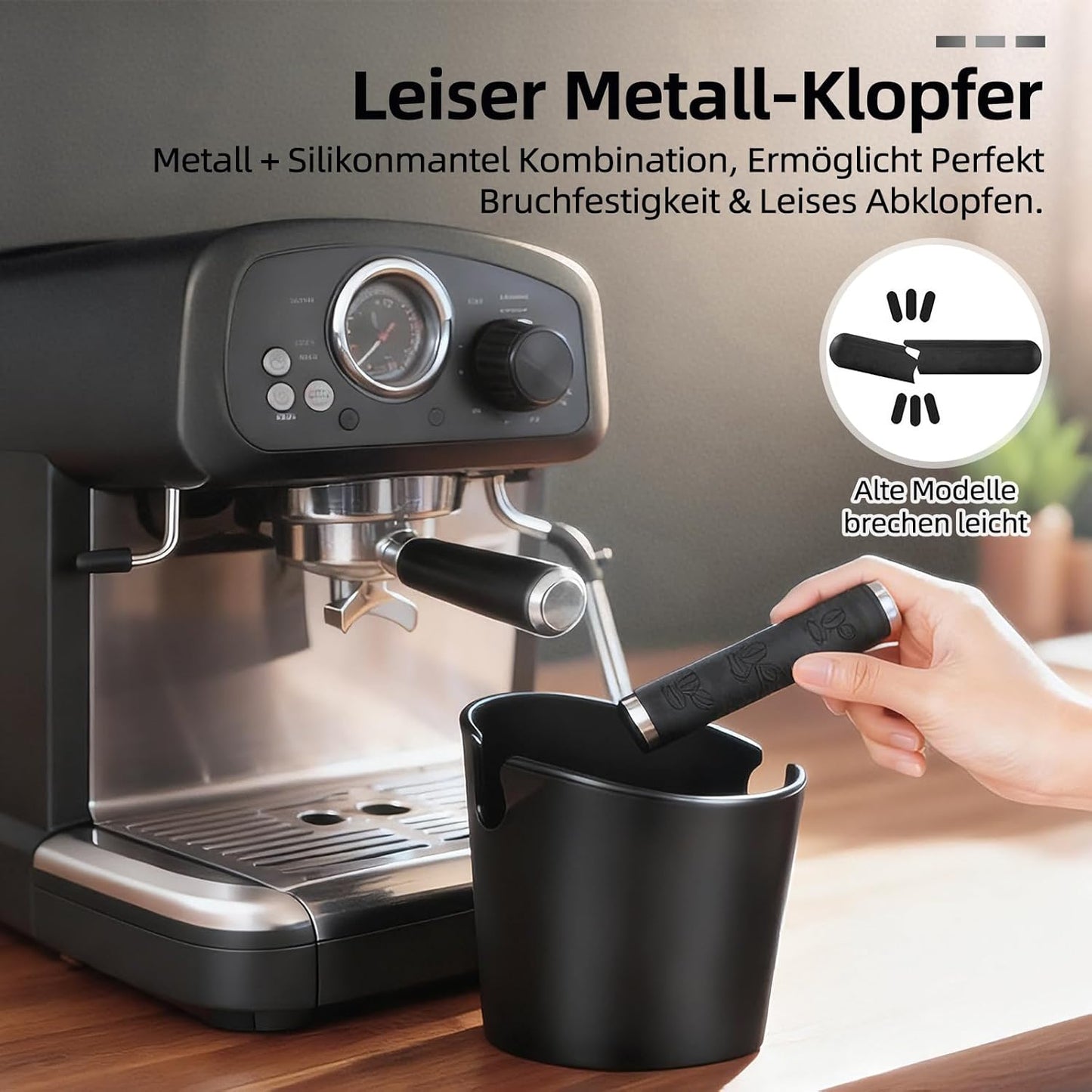 Abklopfbehälter mit Schalldämpfung & Bürste