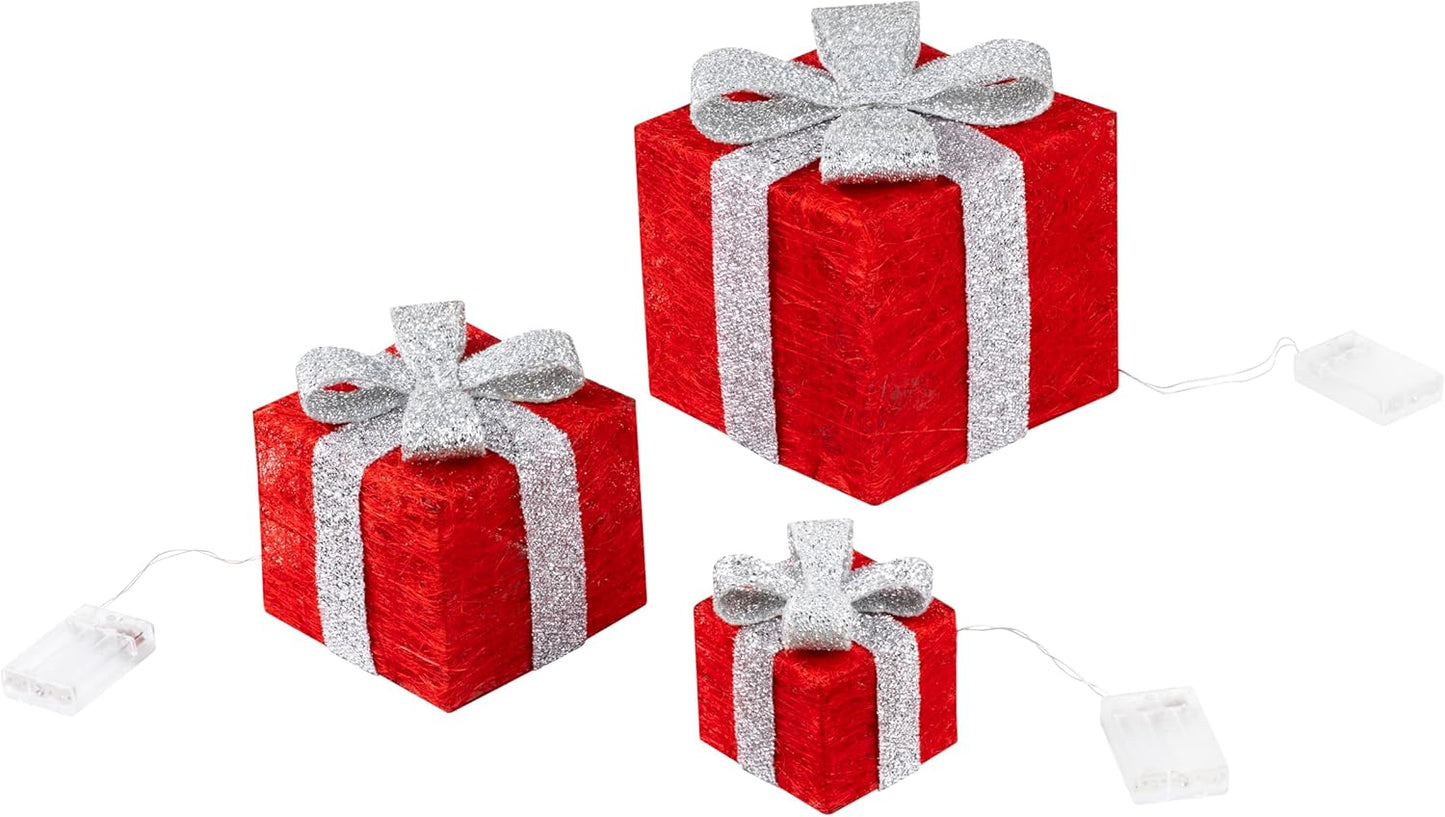 3er-Set Led Geschenke mit Timer, Rot