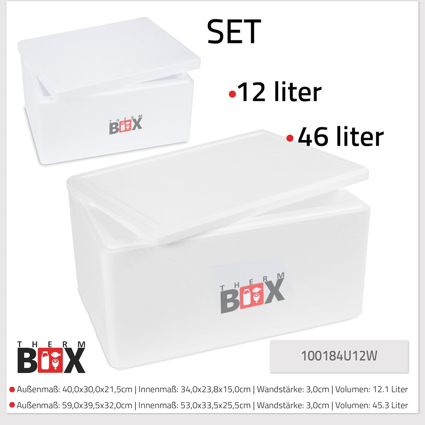 2-teiliges Styropor-Isolier- und Kühlboxen-Set
