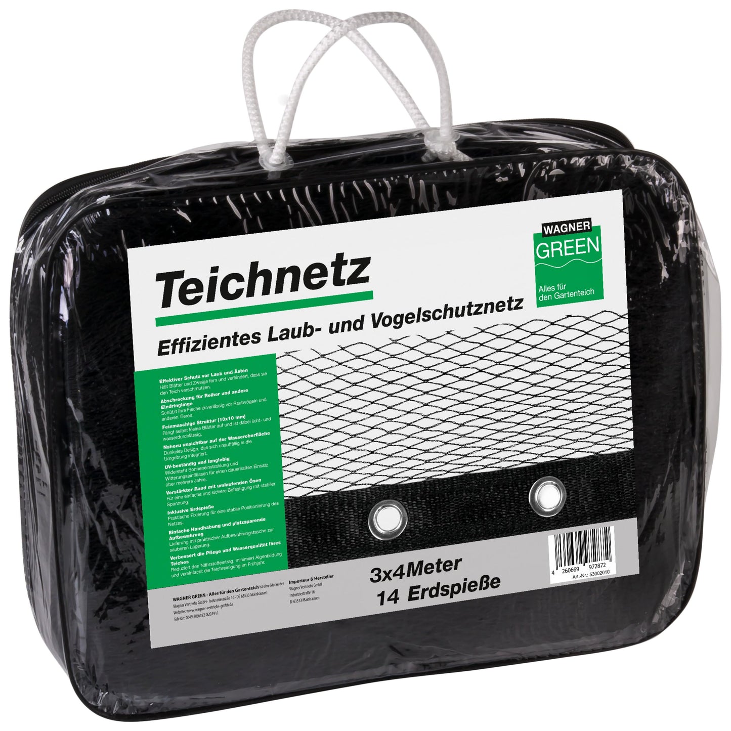 Feinmaschiges Teichabdecknetz (3x4m) mit Erdspiessen, 3x4m