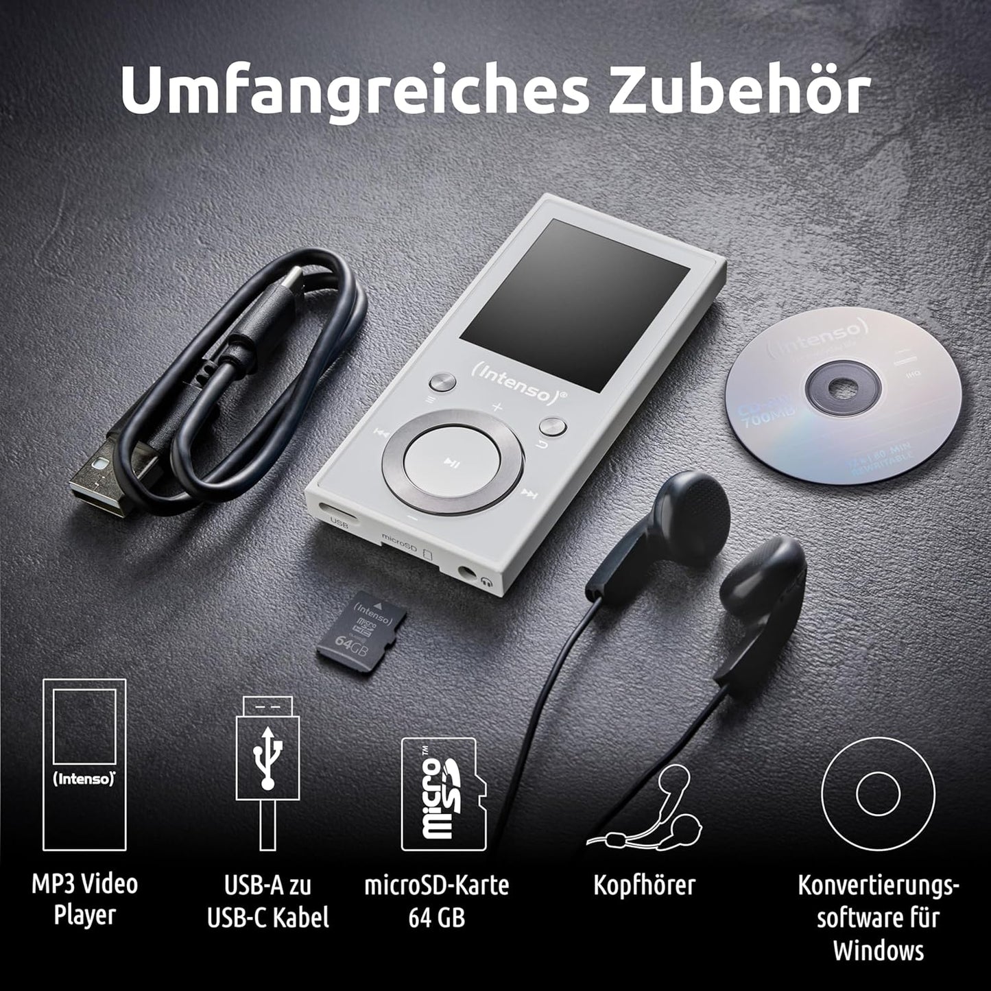 Video Scooter BT MP3 Player mit Bluetooth 5.0, weiss