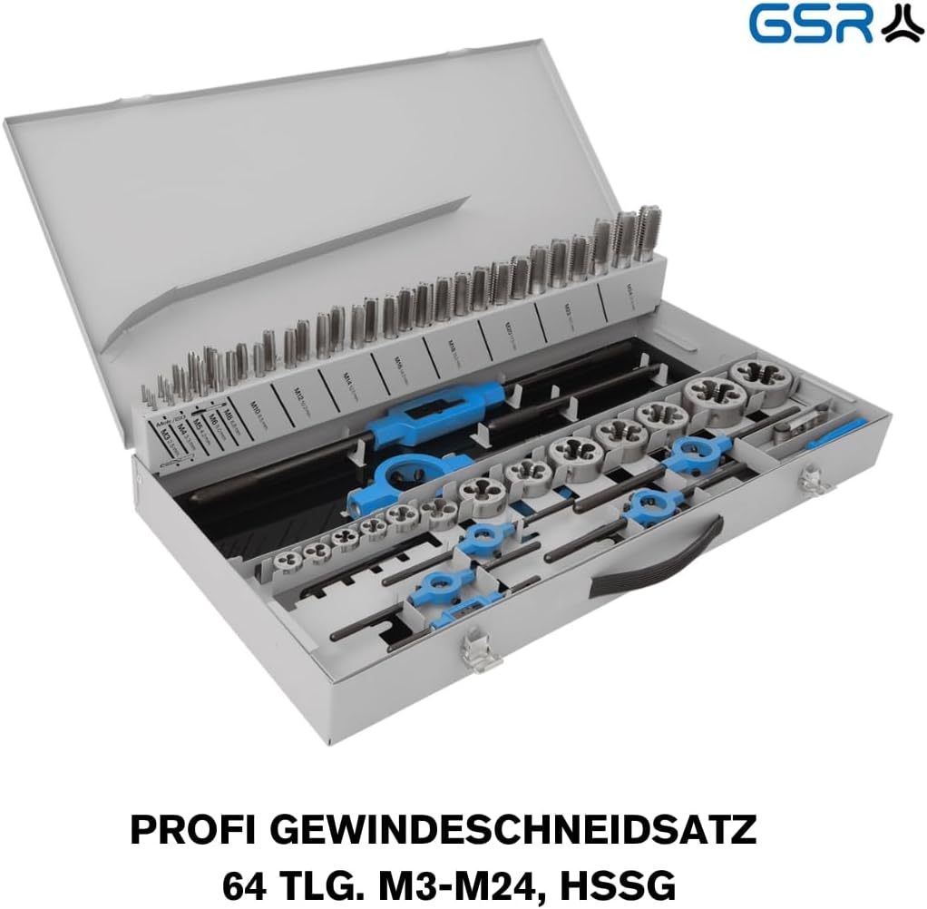 64-teiliger Gewindeschneidsatz M3-M24, 64-teilig