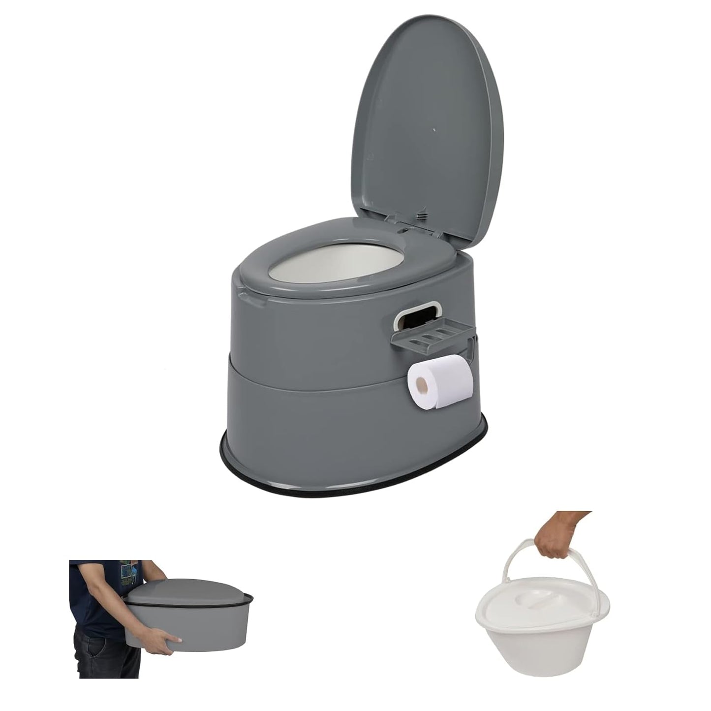 Tragbare Campingtoilette, Grau