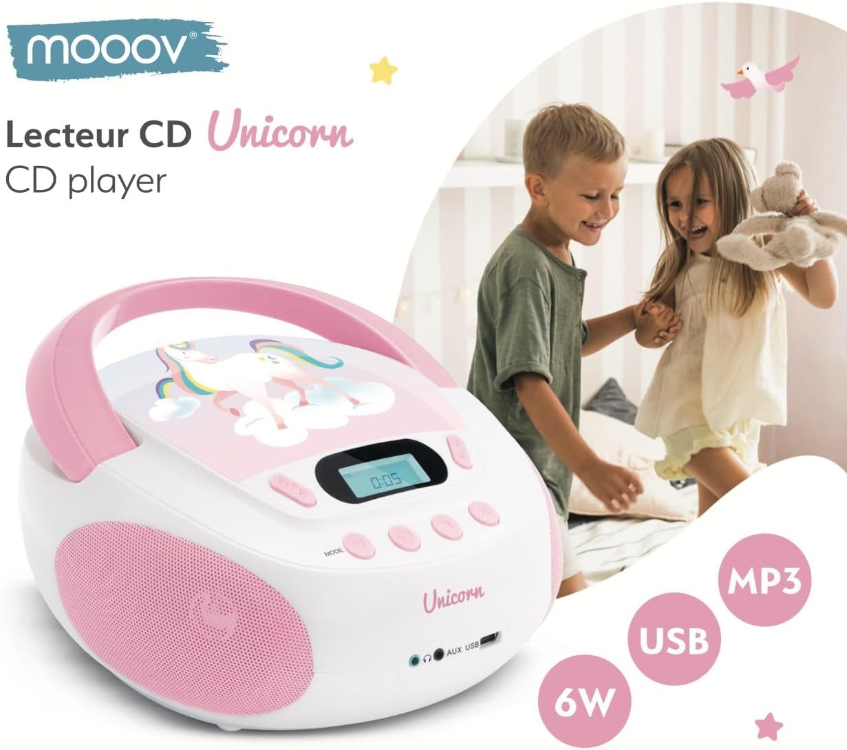 Unicorn CD-Player für Kinder, Rosa
