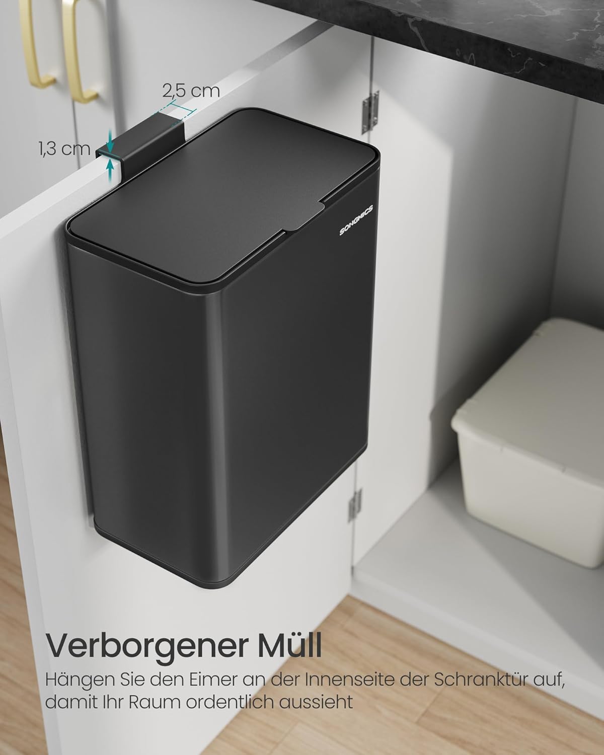 Hängender Komposteimer, tintenschwarz