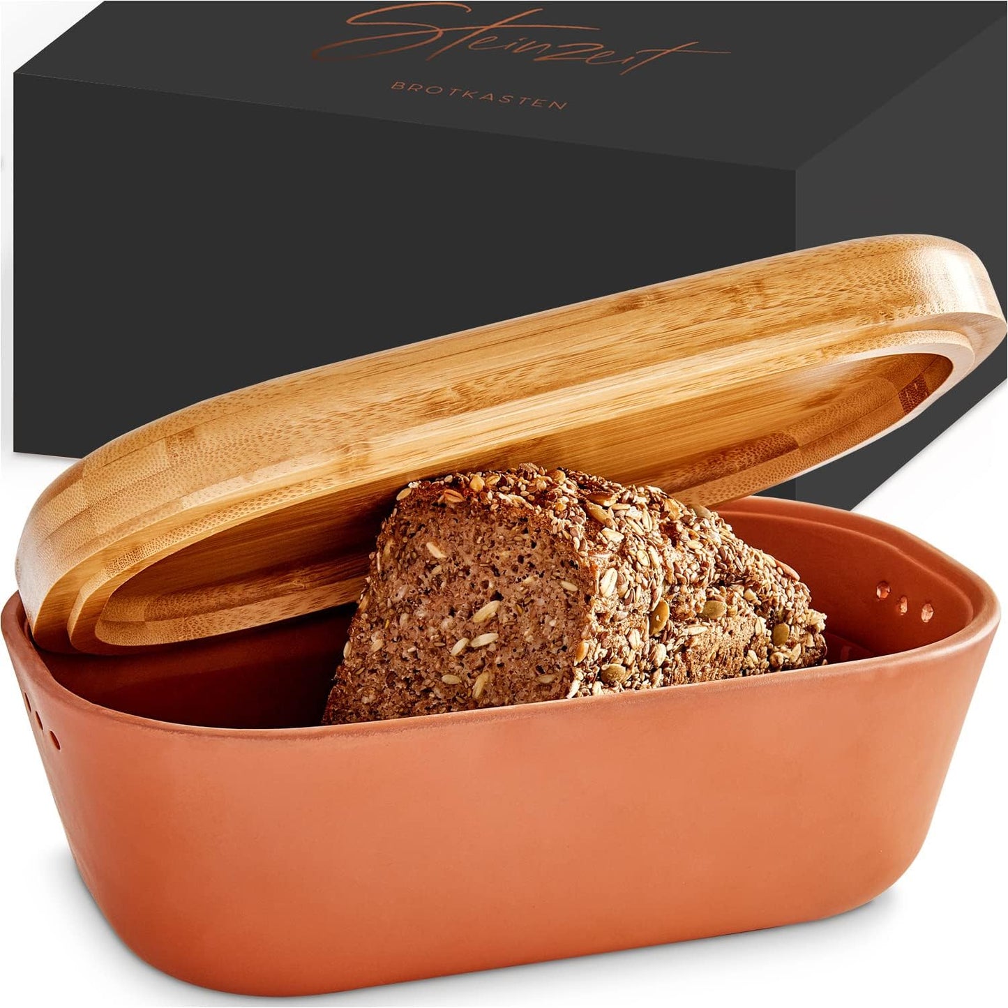 Brotkasten mit Bambusdeckel, Brotkasten Rot