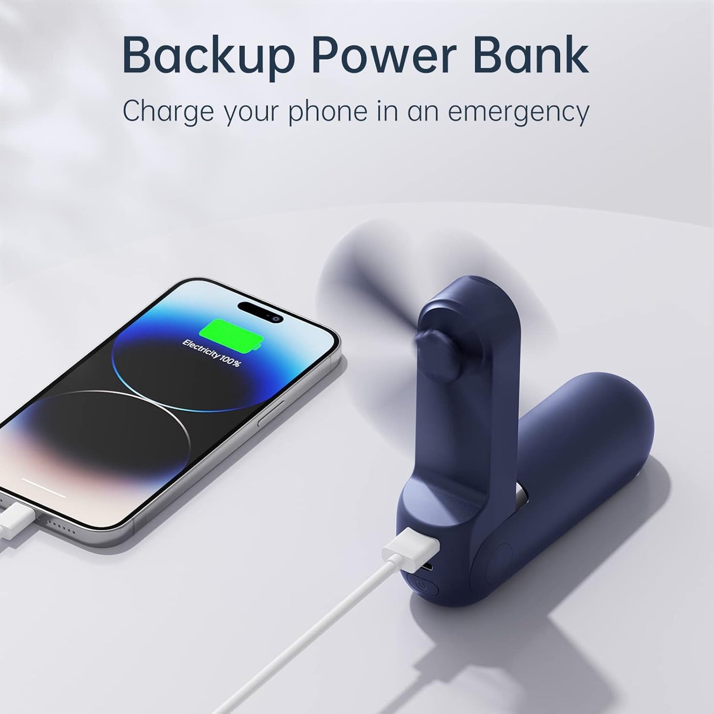 Mini-USB-Handventilator mit Licht, Blau