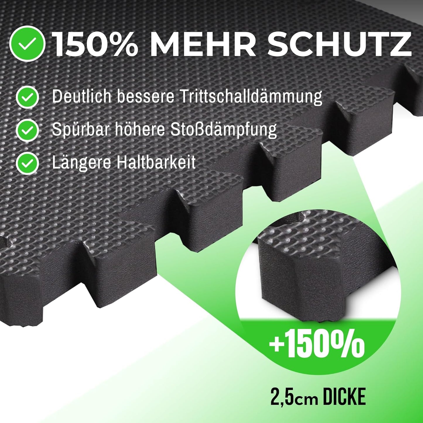 18-teilige Fitness-Bodenschutzmatte, 18 Stück = 1.74 M² - Anthrazit