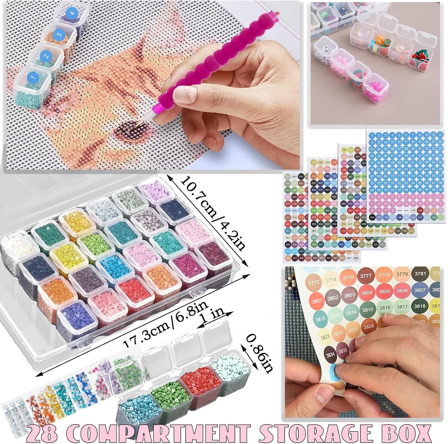 Diamant Malerei Werkzeug Set mit Lichtplatte, Rosa A4