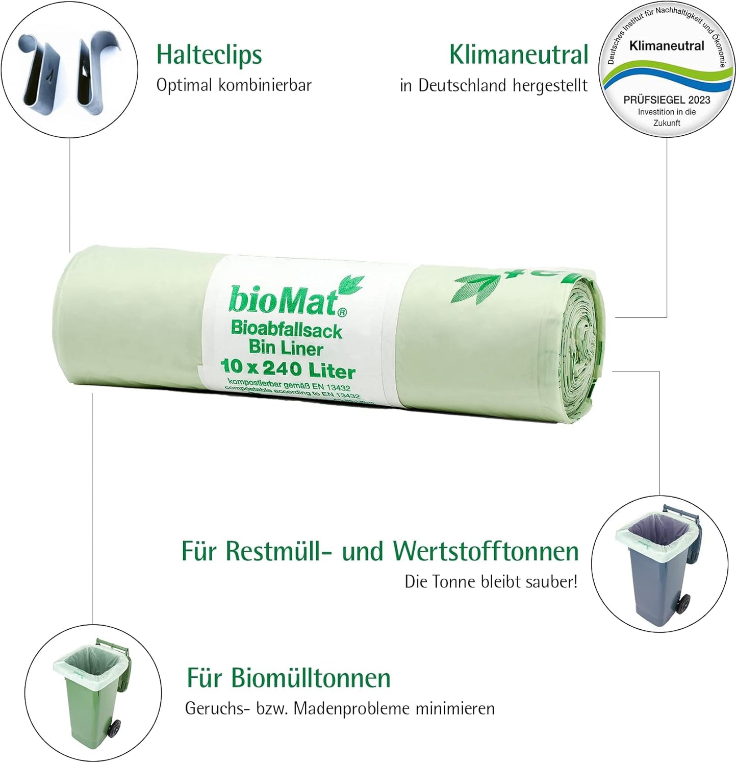 Kompostierbare Abfallsäcke, 240 Lt. (20 Stk.)